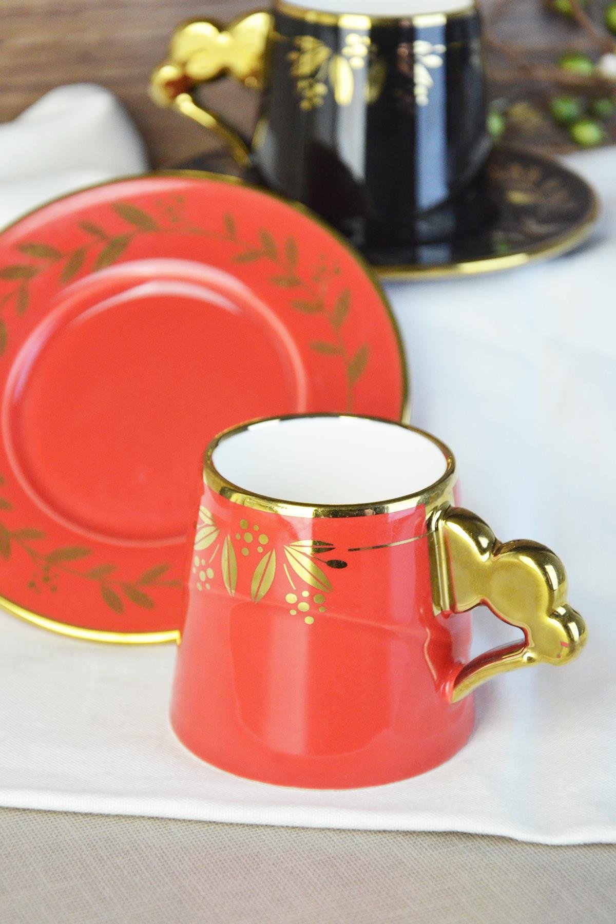 PAÇİ-GİSELLE RENKLİ YALDIZLI KAHVE FİNCANI