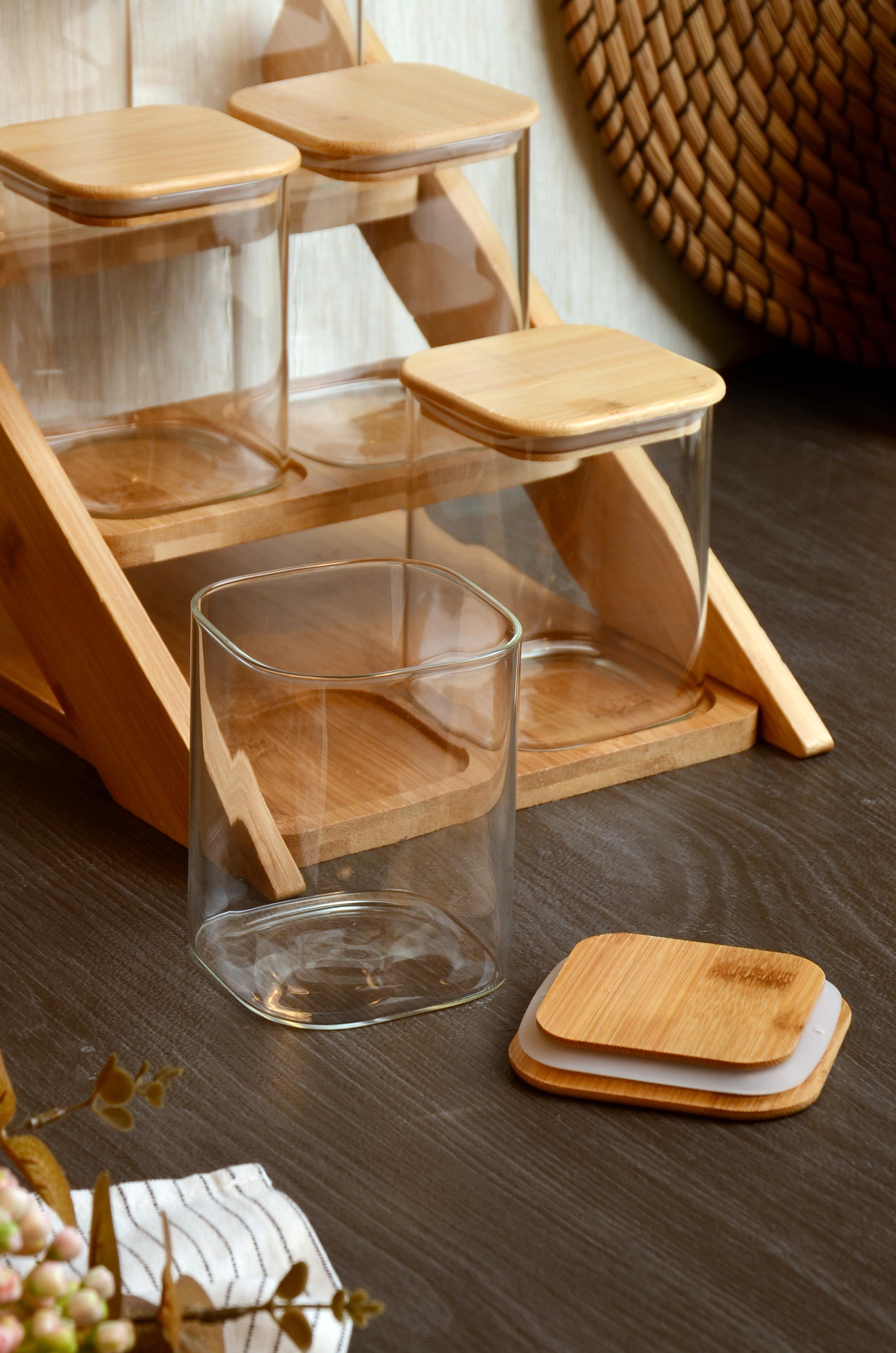 PAÇİ-KARE BAMBU KAPAKLI 6'LI BAHARATLIK SETİ