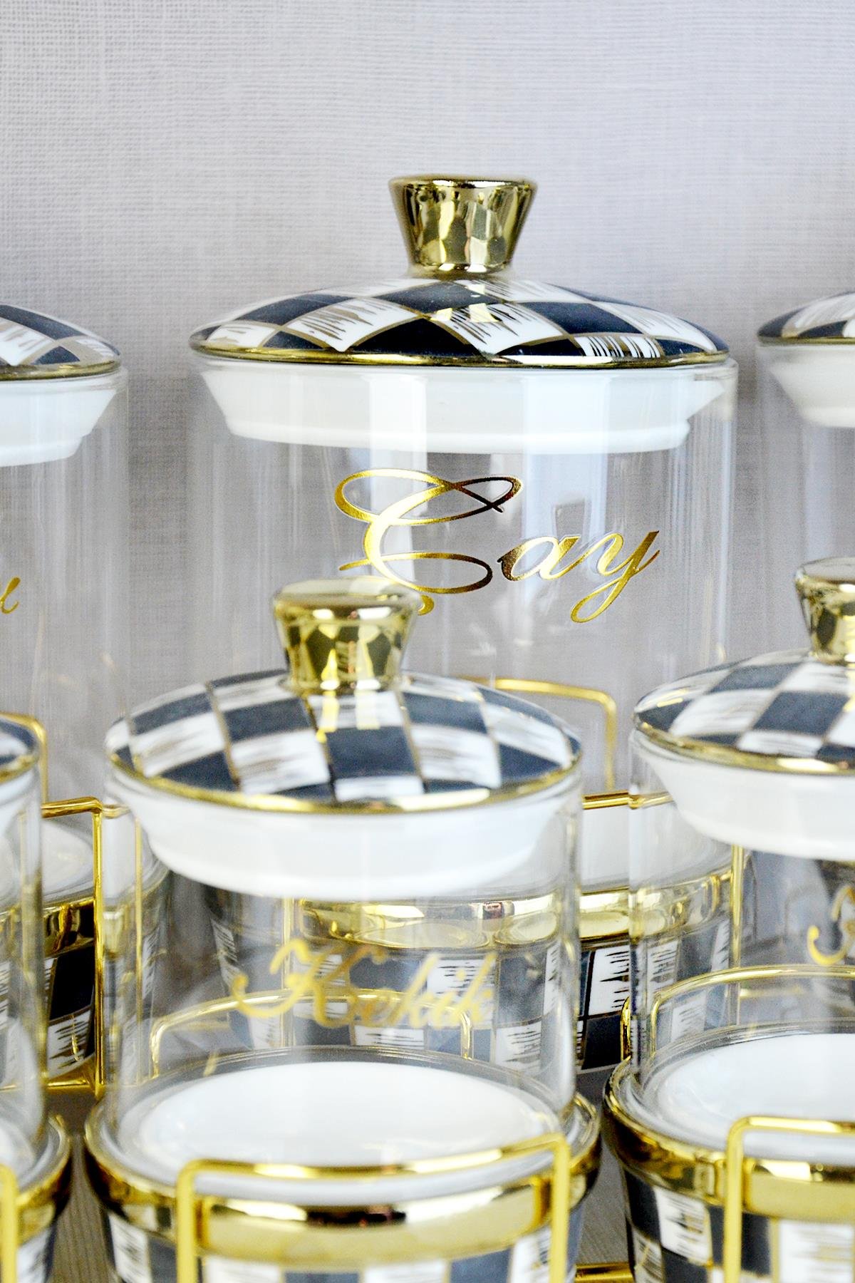 PAÇİ-LEO 7'Lİ PORSELEN & CAM MAT DAMA BAHARATLIK SETİ