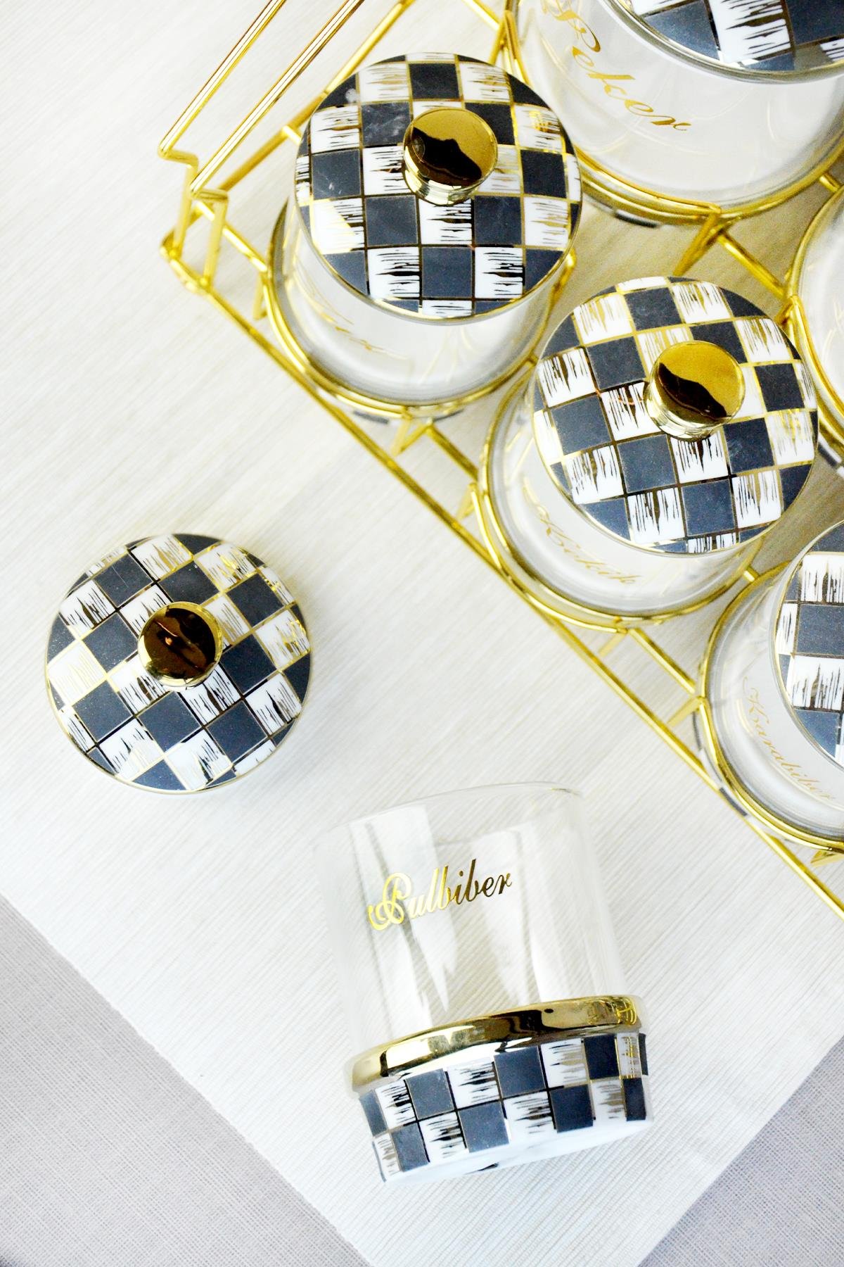 PAÇİ-LEO 7'Lİ PORSELEN & CAM MAT DAMA BAHARATLIK SETİ