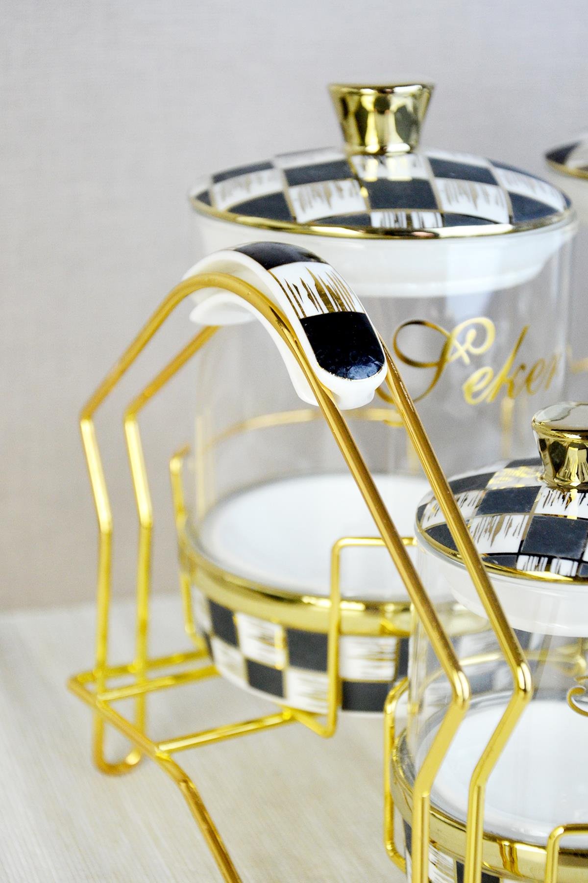 PAÇİ-LEO 7'Lİ PORSELEN & CAM MAT DAMA BAHARATLIK SETİ