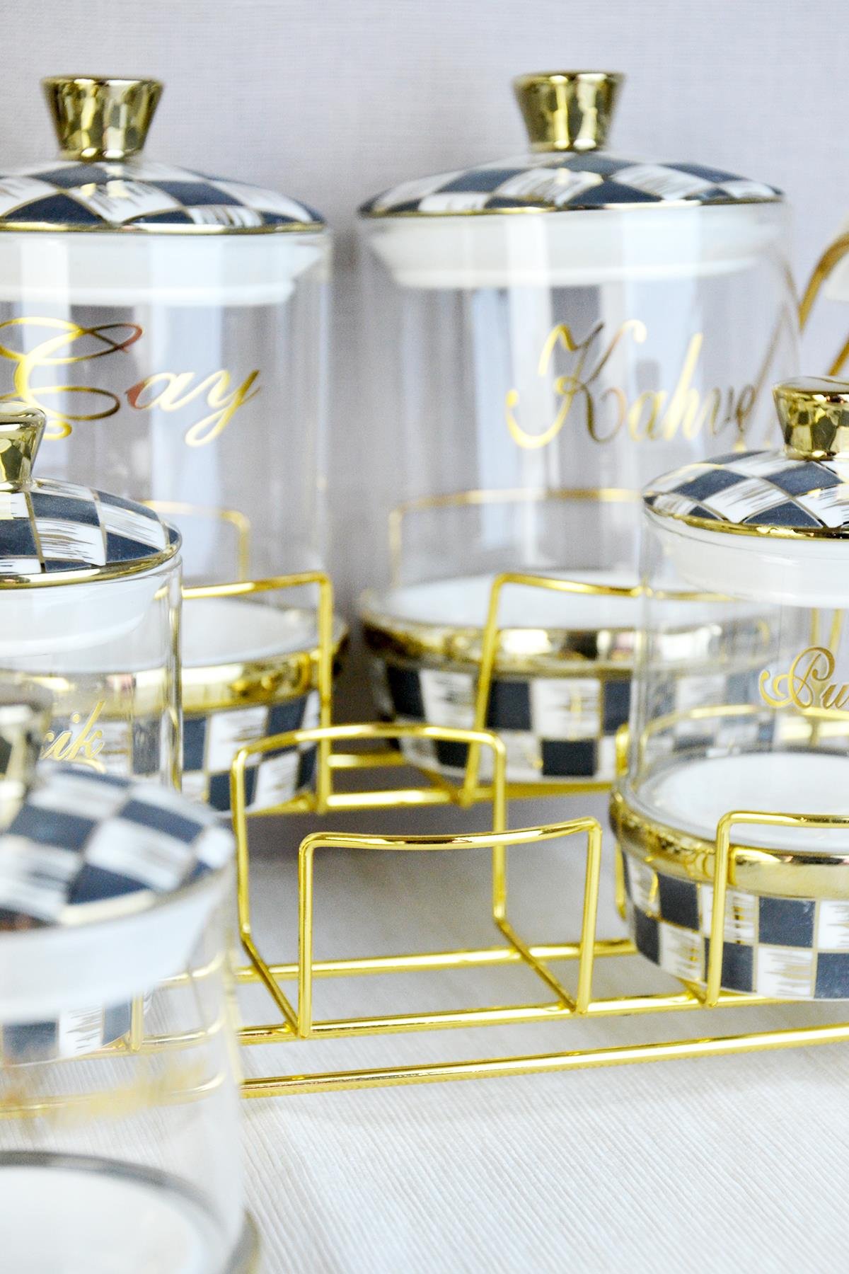 PAÇİ-LEO 7'Lİ PORSELEN & CAM MAT DAMA BAHARATLIK SETİ