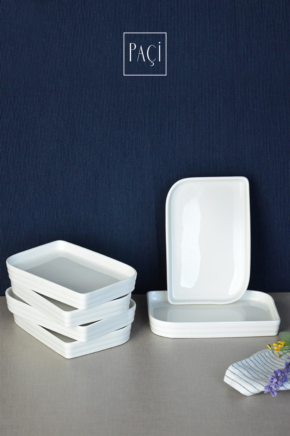 PAÇİ-LİLİAN BEYAZ 6LI 15CM DKDRTGN SERVİS TABAĞI