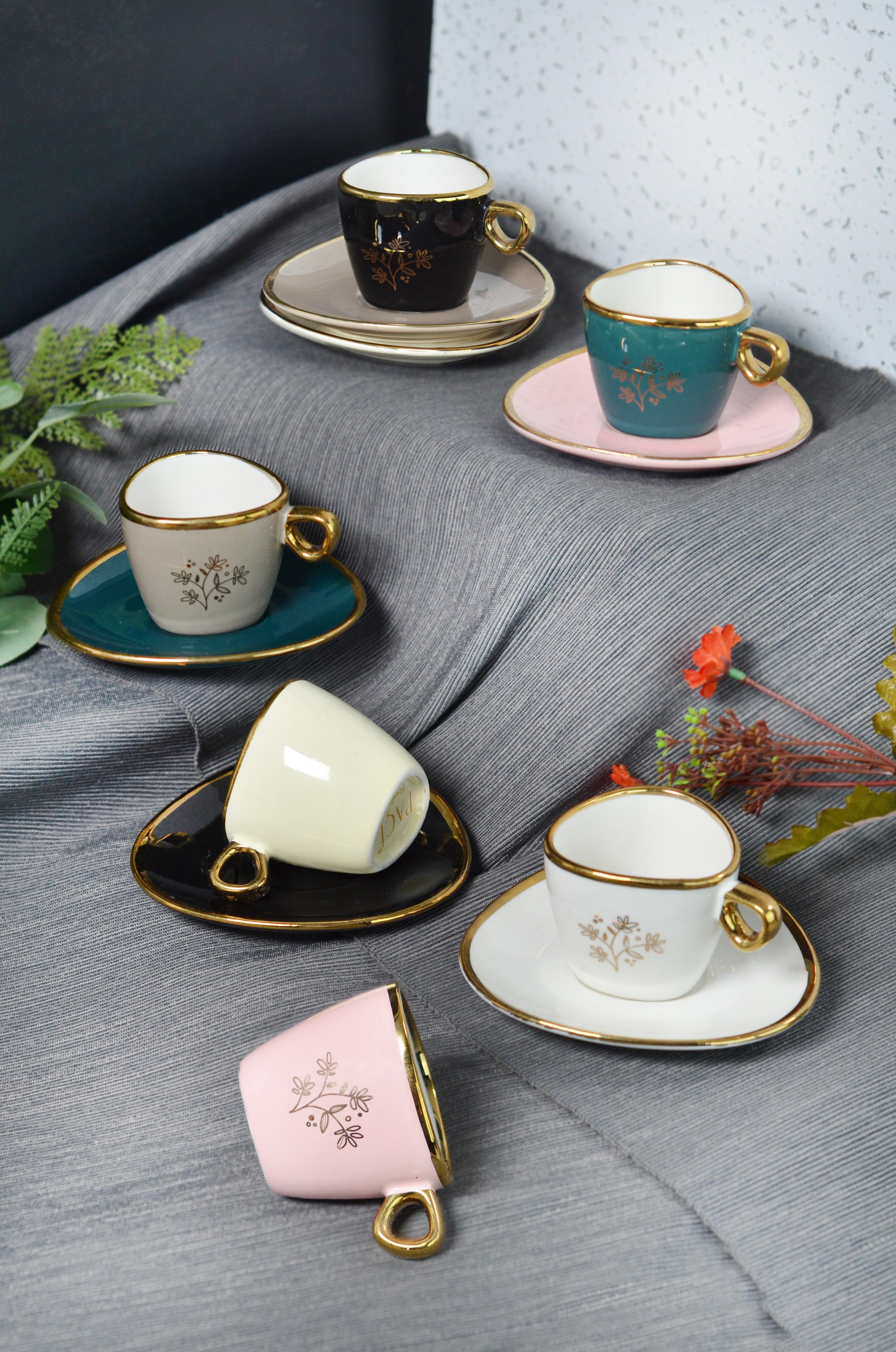 PAÇİ-LORENA RENKLİ YALDIZLI KAHVE FİNCANI