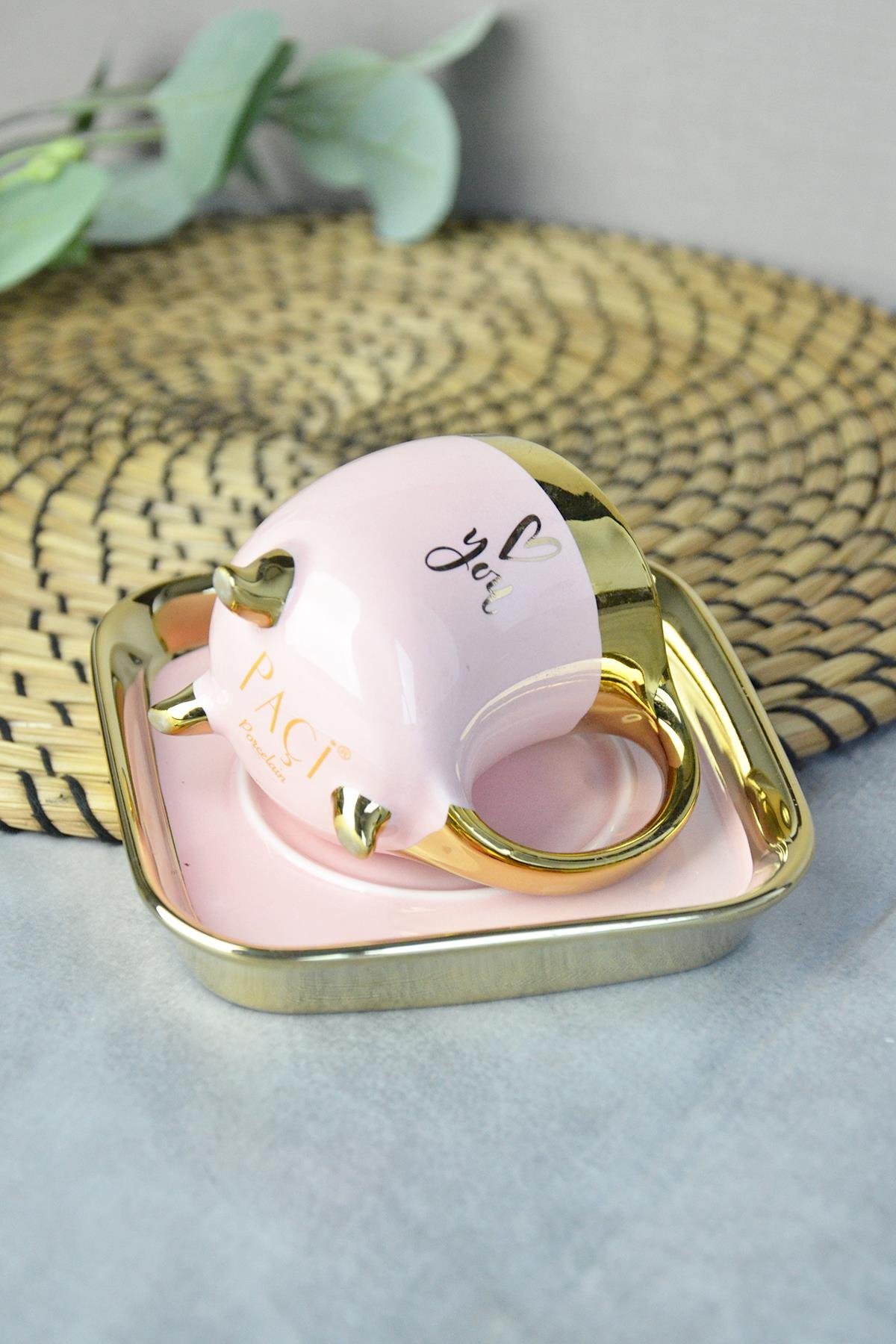 PAÇİ-LUCİA RENKLİ YALDIZLI KAHVE FİNCANI