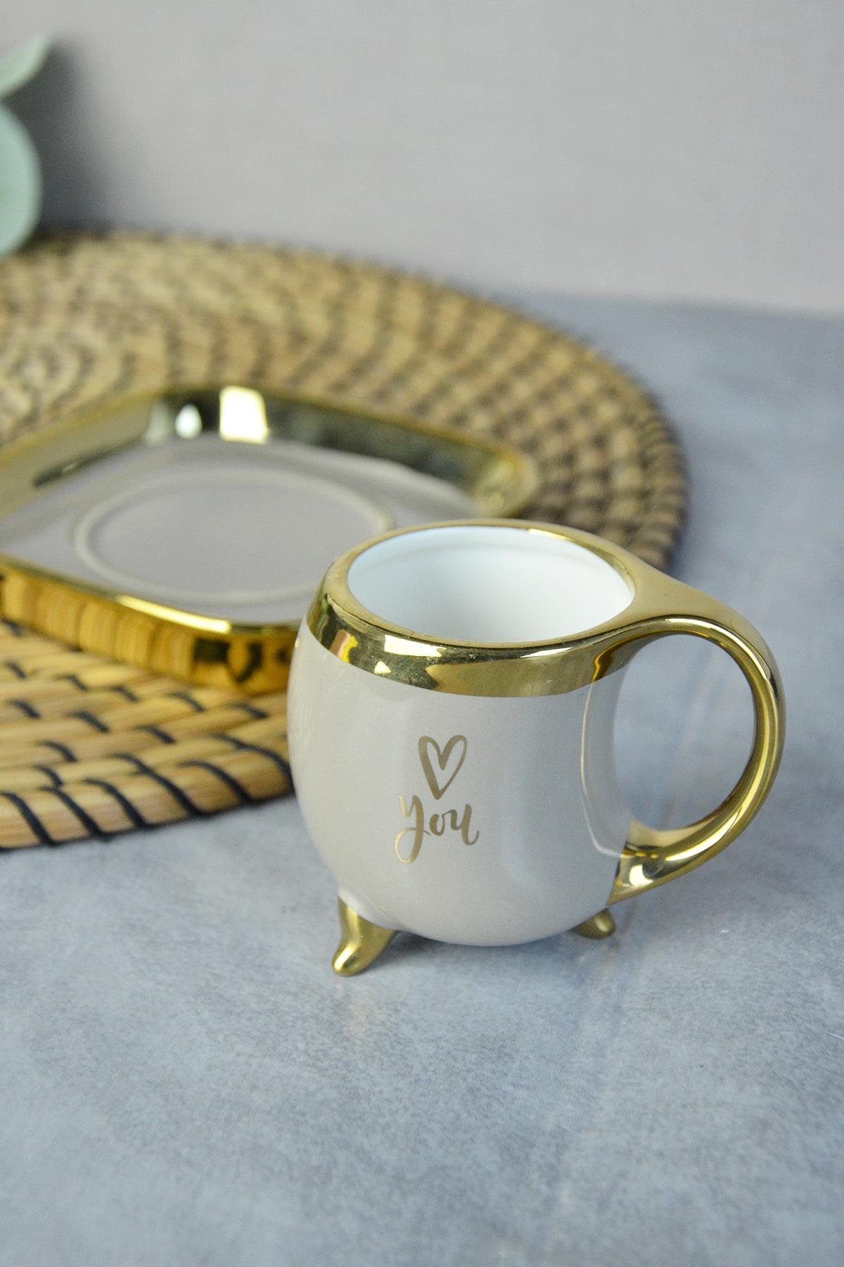 PAÇİ-LUCİA RENKLİ YALDIZLI KAHVE FİNCANI