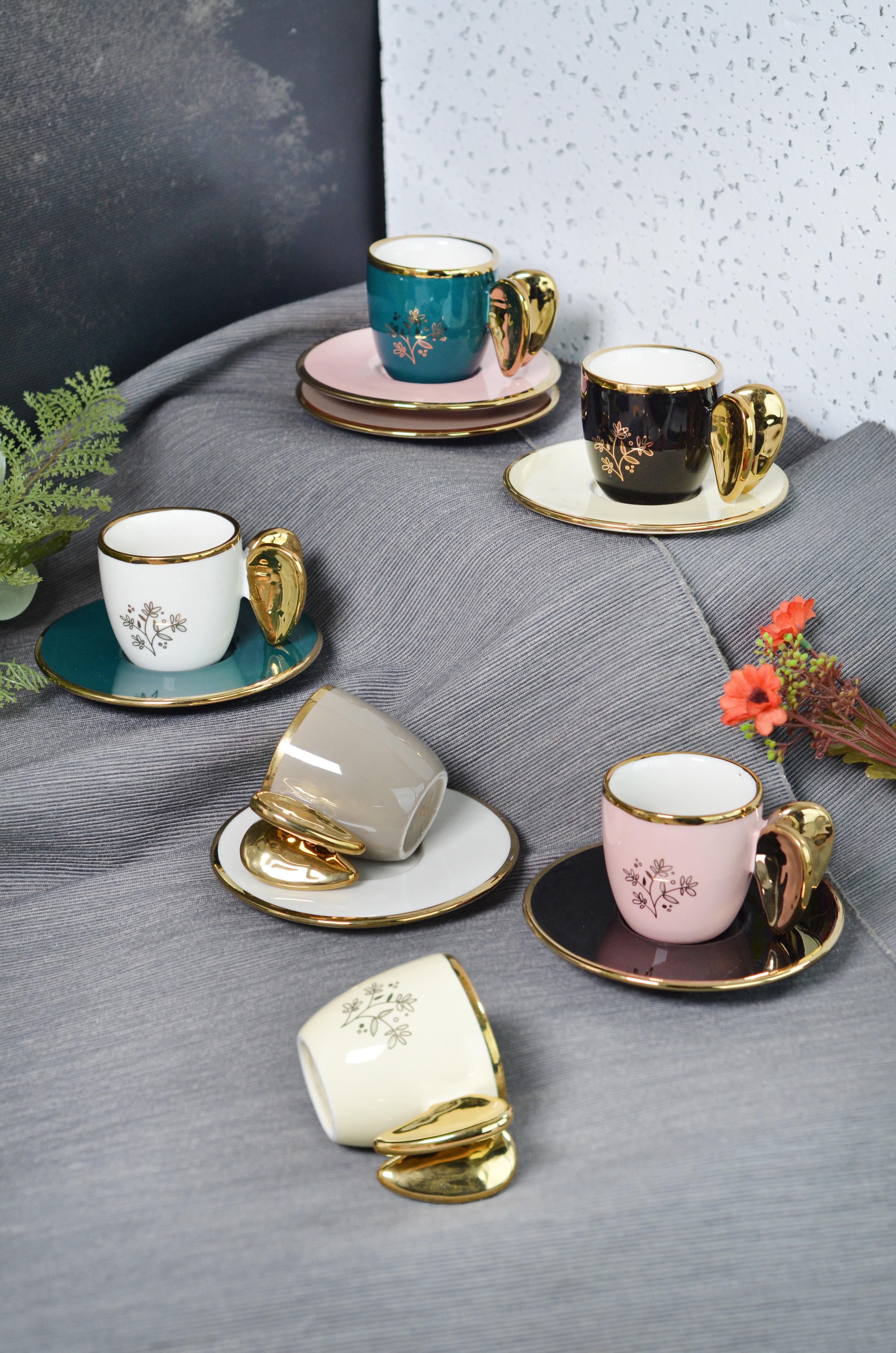 PAÇİ-LUDANO RENKLİ YALDIZLI KAHVE FİNCANI