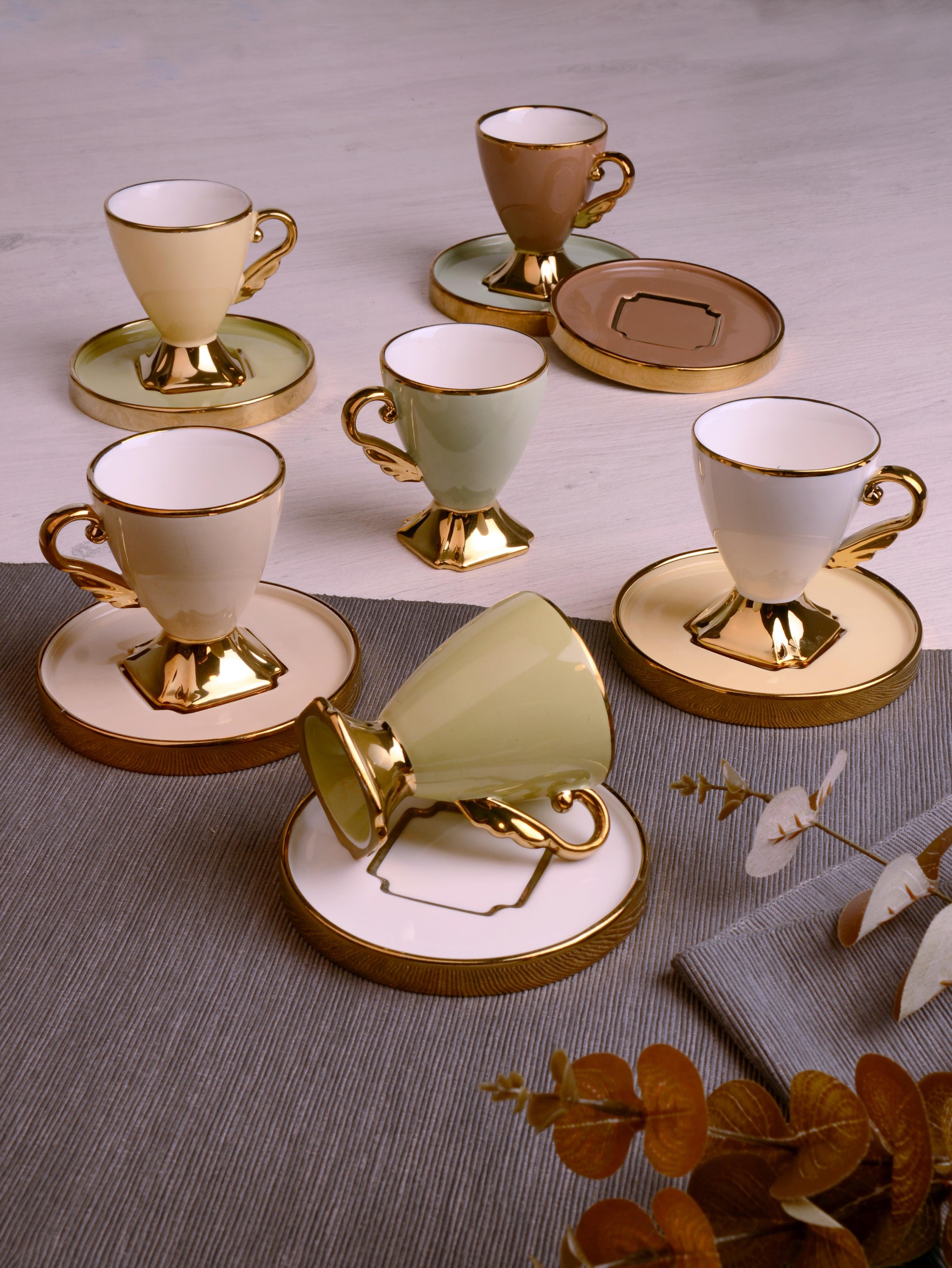 PAÇİ-LUMINOS YALDIZLI RENKLİ KAHVE FİNCANI