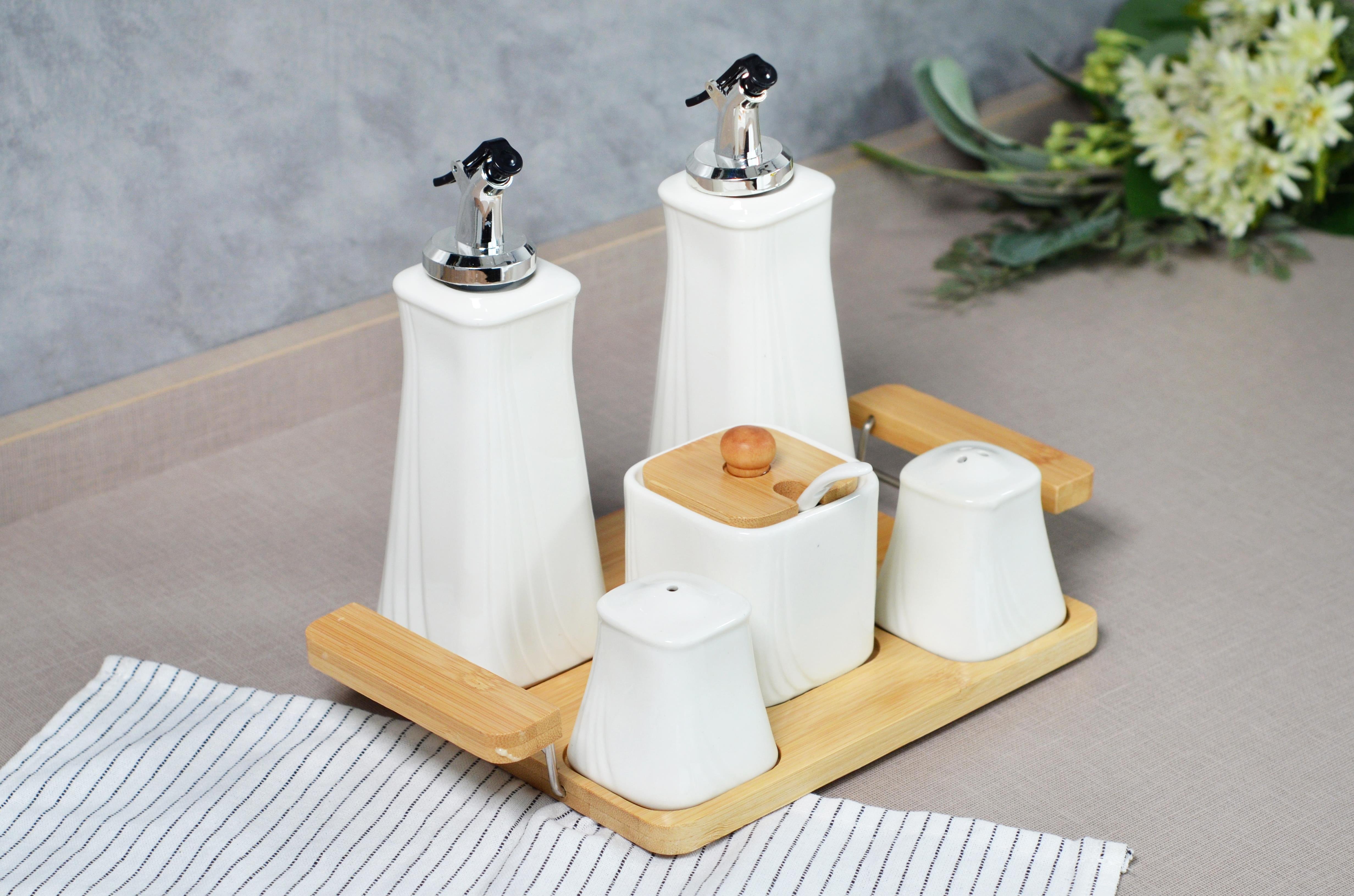 PAÇİ-NORA 5'Lİ BAMBU STANDLI MUTFAK SETİ