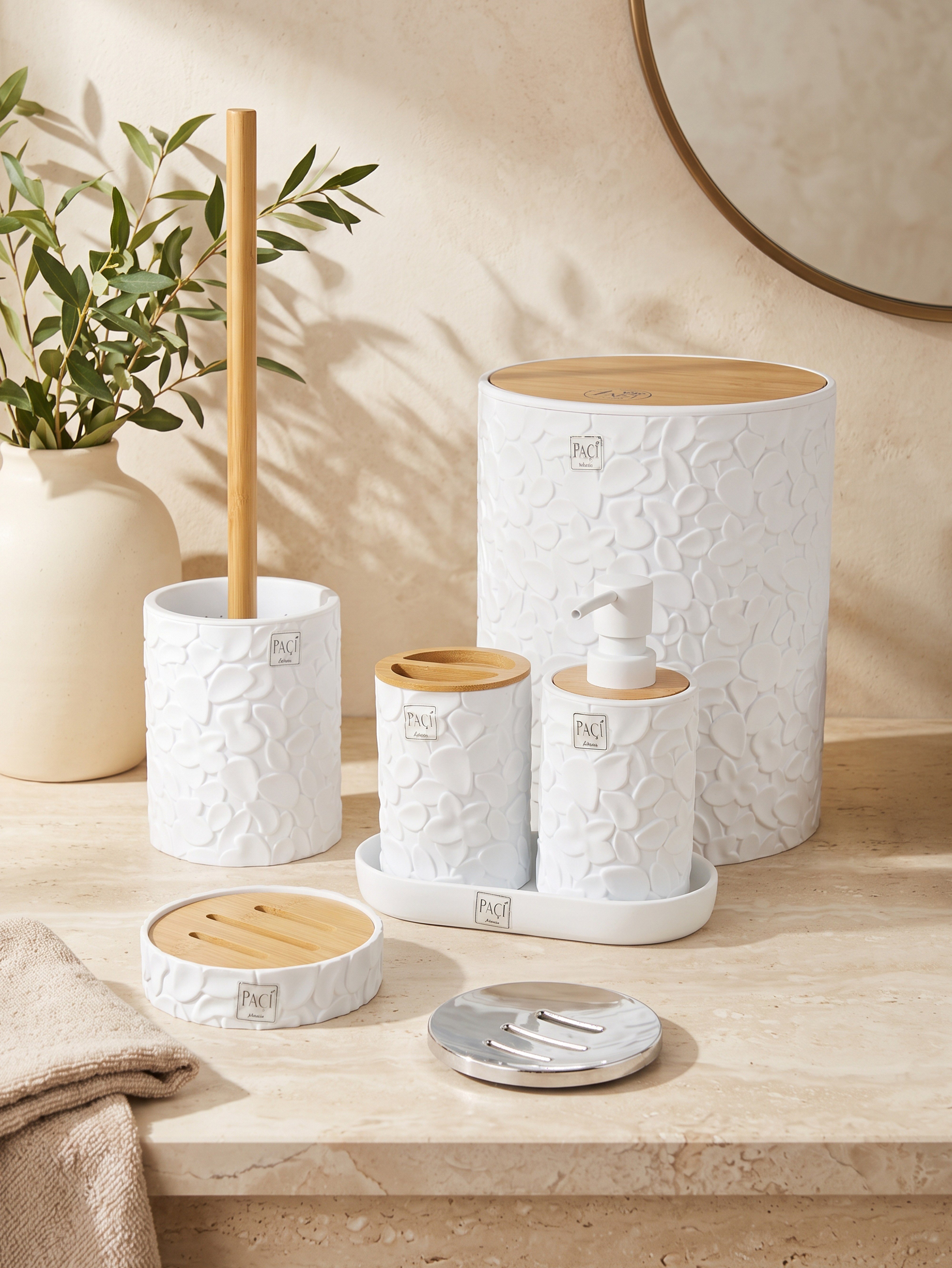 PAÇİ-ODETTE BEYAZ 5'Lİ BANYO SETİ