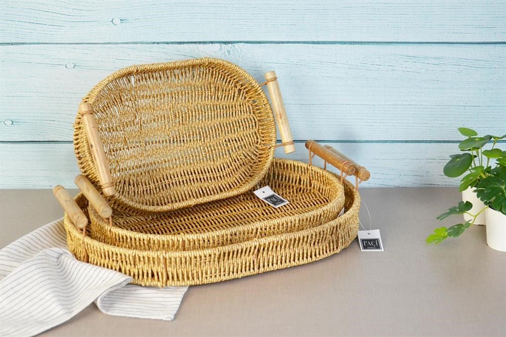 PAÇİ-OVAL 3'LÜ BAMBU SAPLI TEPSİ