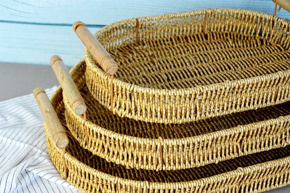 PAÇİ-OVAL 3'LÜ BAMBU SAPLI TEPSİ