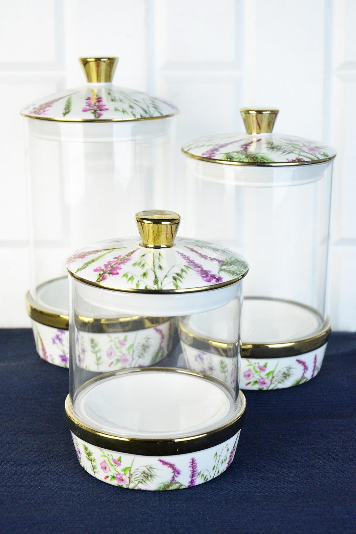 PAÇİ-PORSELEN & CAM ÇİÇEKLİ BÜYÜK BOY KAVANOZ