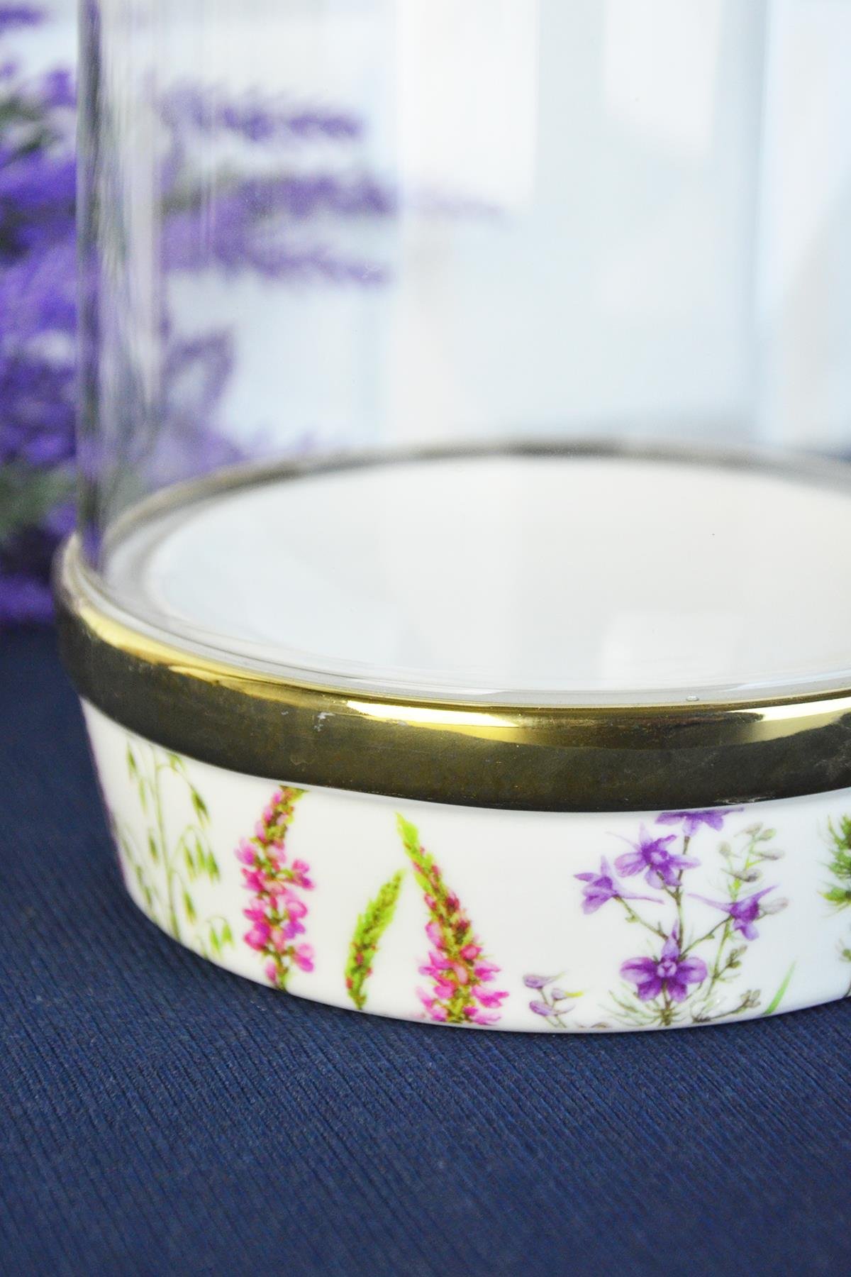 PAÇİ-PORSELEN & CAM ÇİÇEKLİ BÜYÜK BOY KAVANOZ