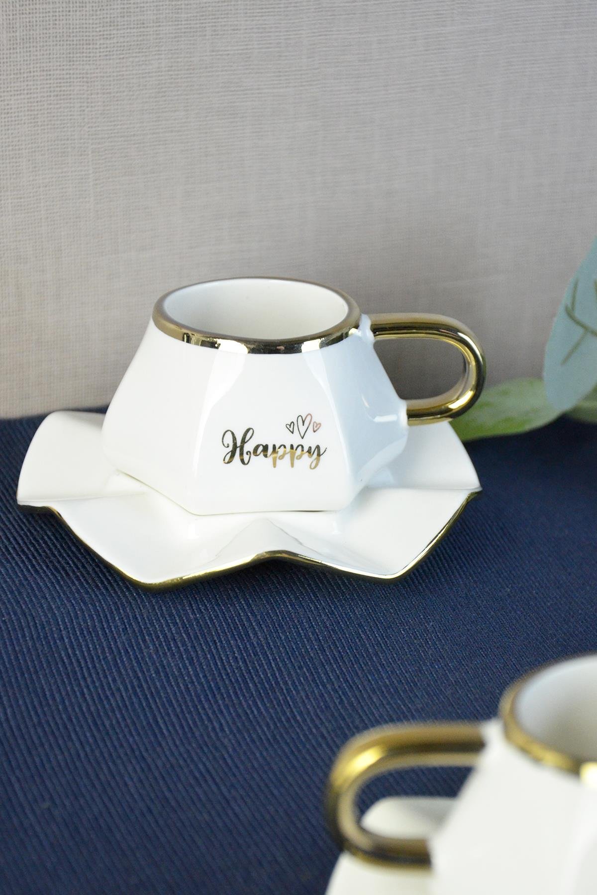 PAÇİ-PRİMO BEYAZ YALDIZLI KAHVE FİNCANI