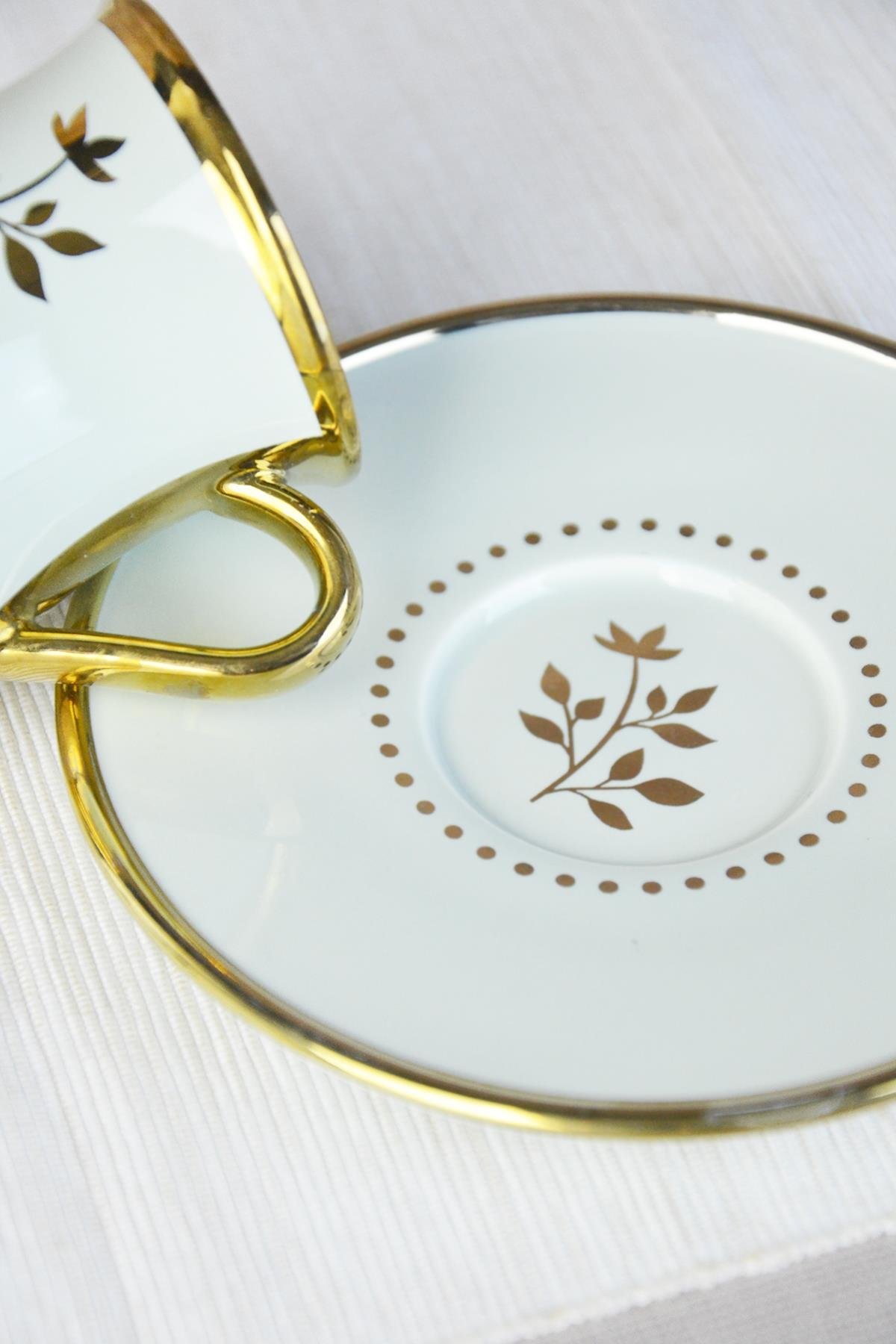 PAÇİ-REGİNA RENKLİ YALDIZLI ÇİÇEKLİ KAHVE FİNCANI