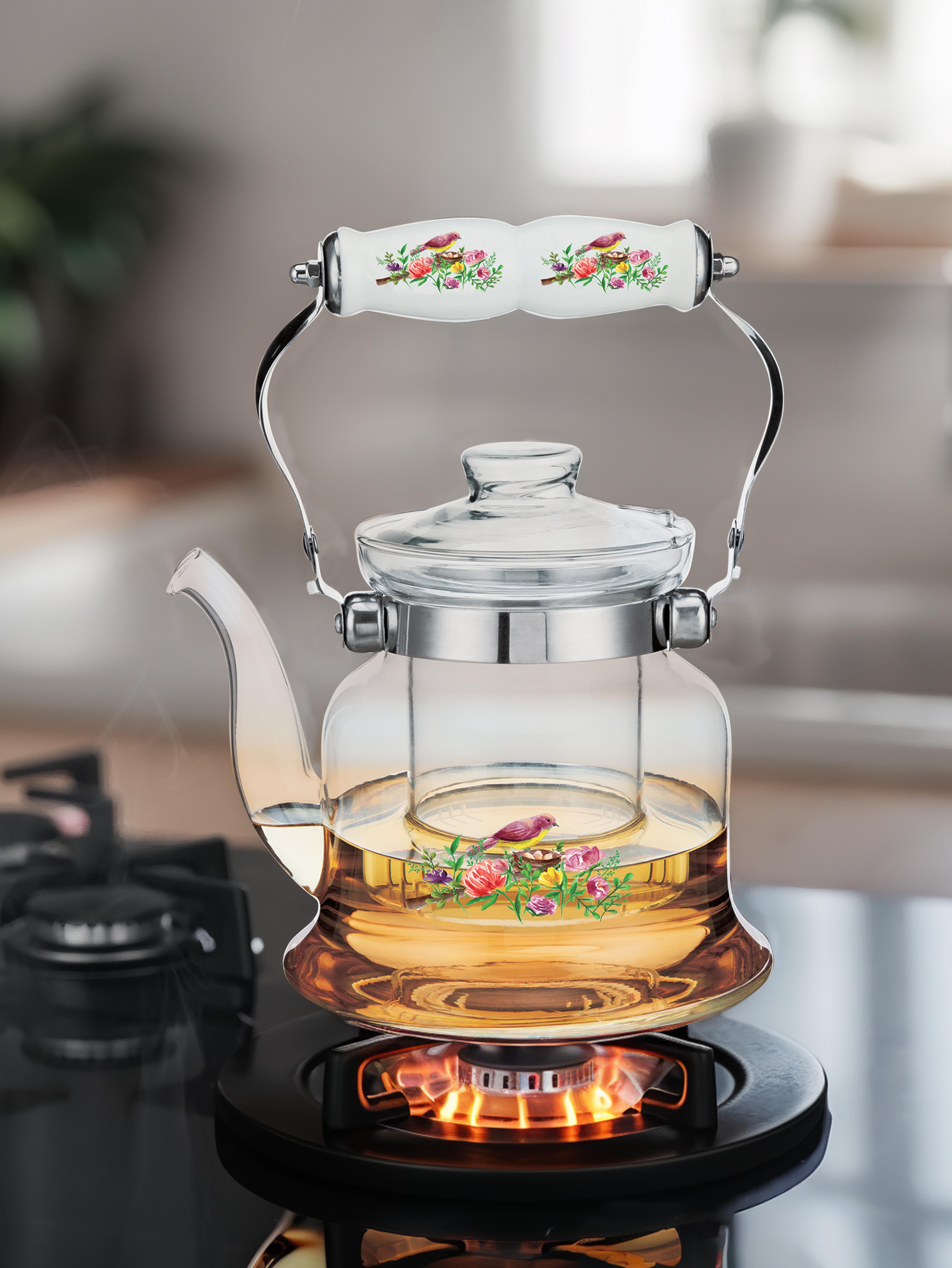 PAÇİ-ROSELLEA 1200 ML PORSELEN SAPLI CAM DEMLİK