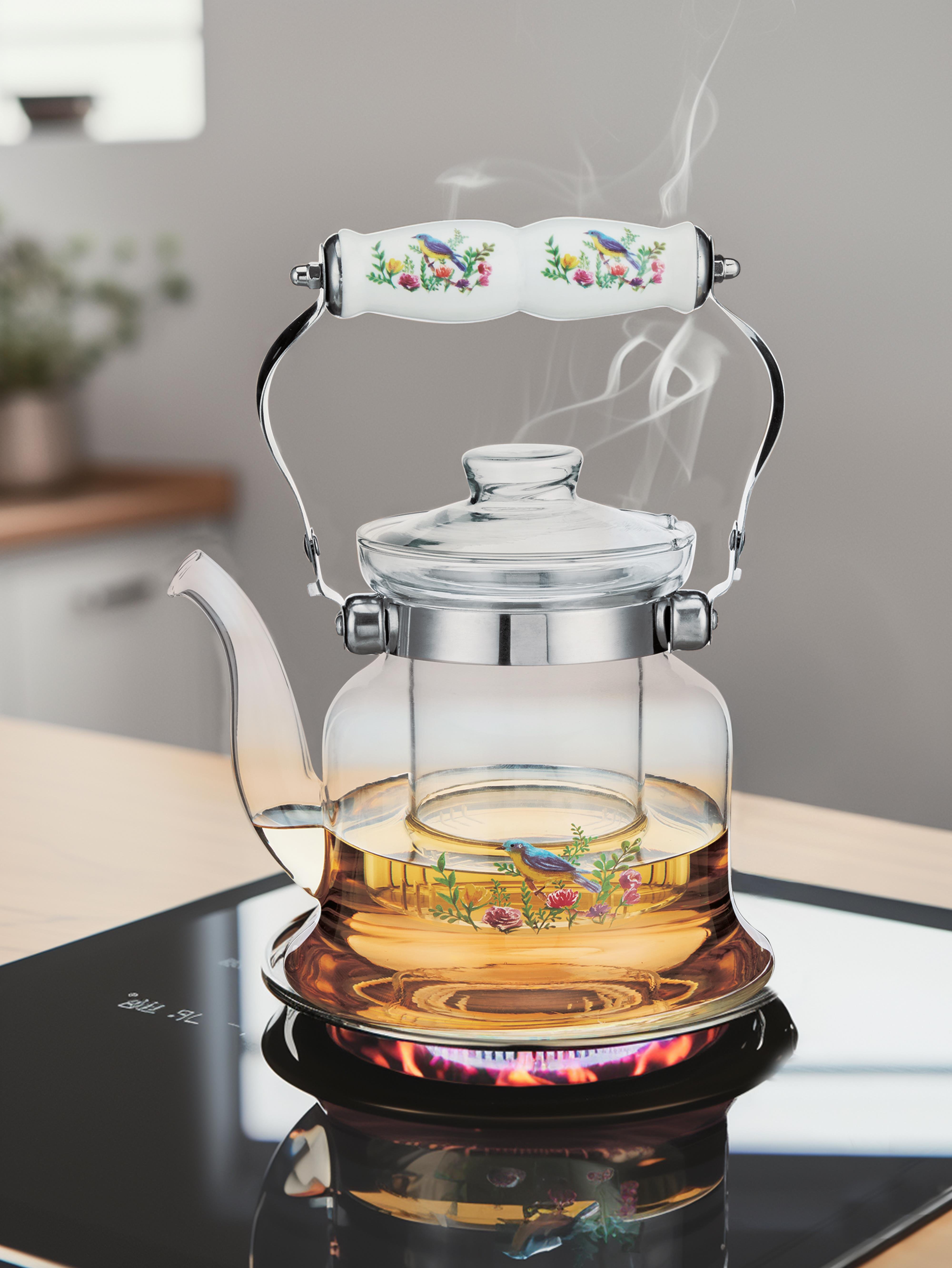 PAÇİ-ROSELLEA 1200 ML PORSELEN SAPLI CAM DEMLİK