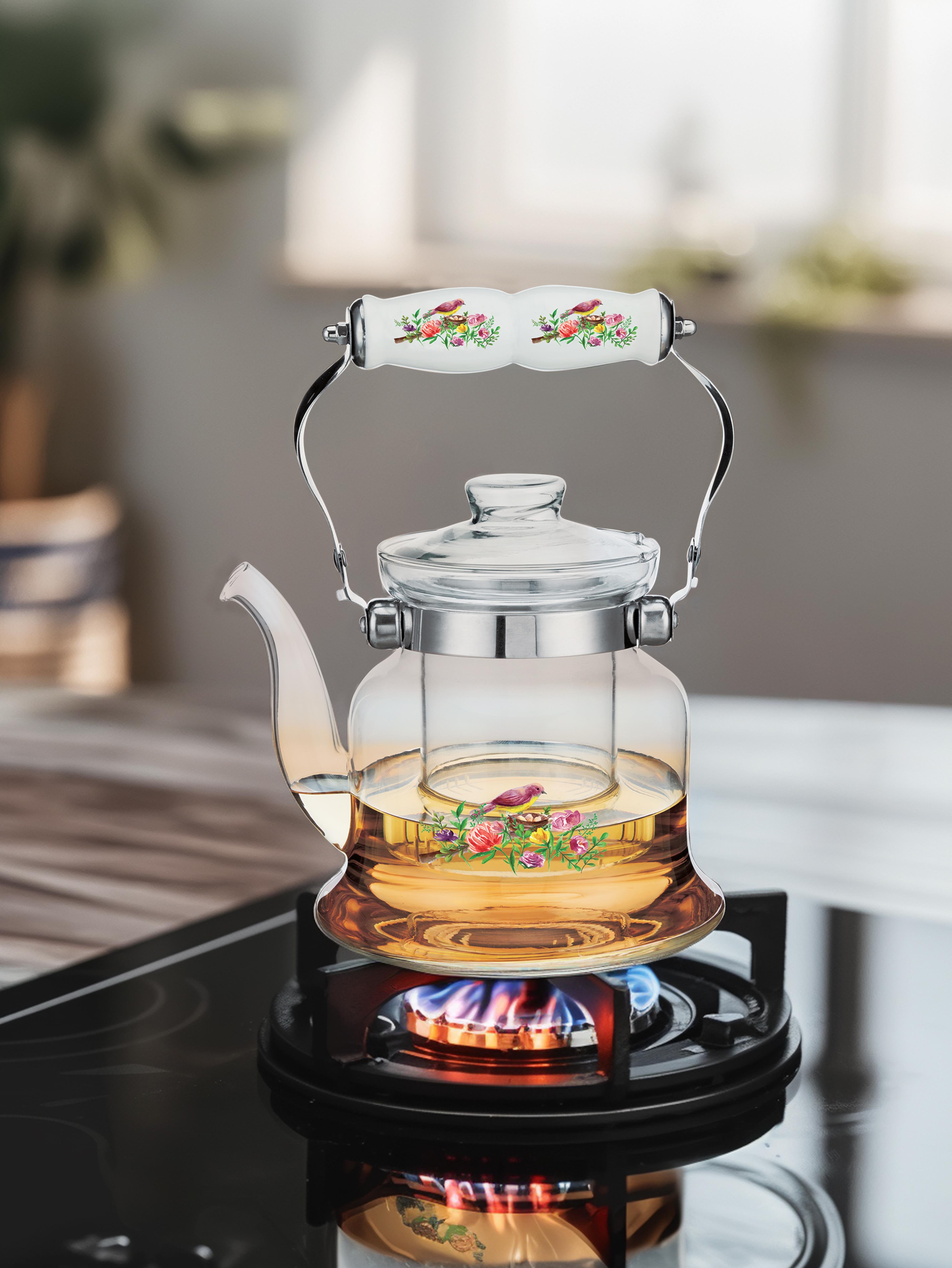 PAÇİ-ROSELLEA 600 ML PORSELEN SAPLI CAM DEMLİK