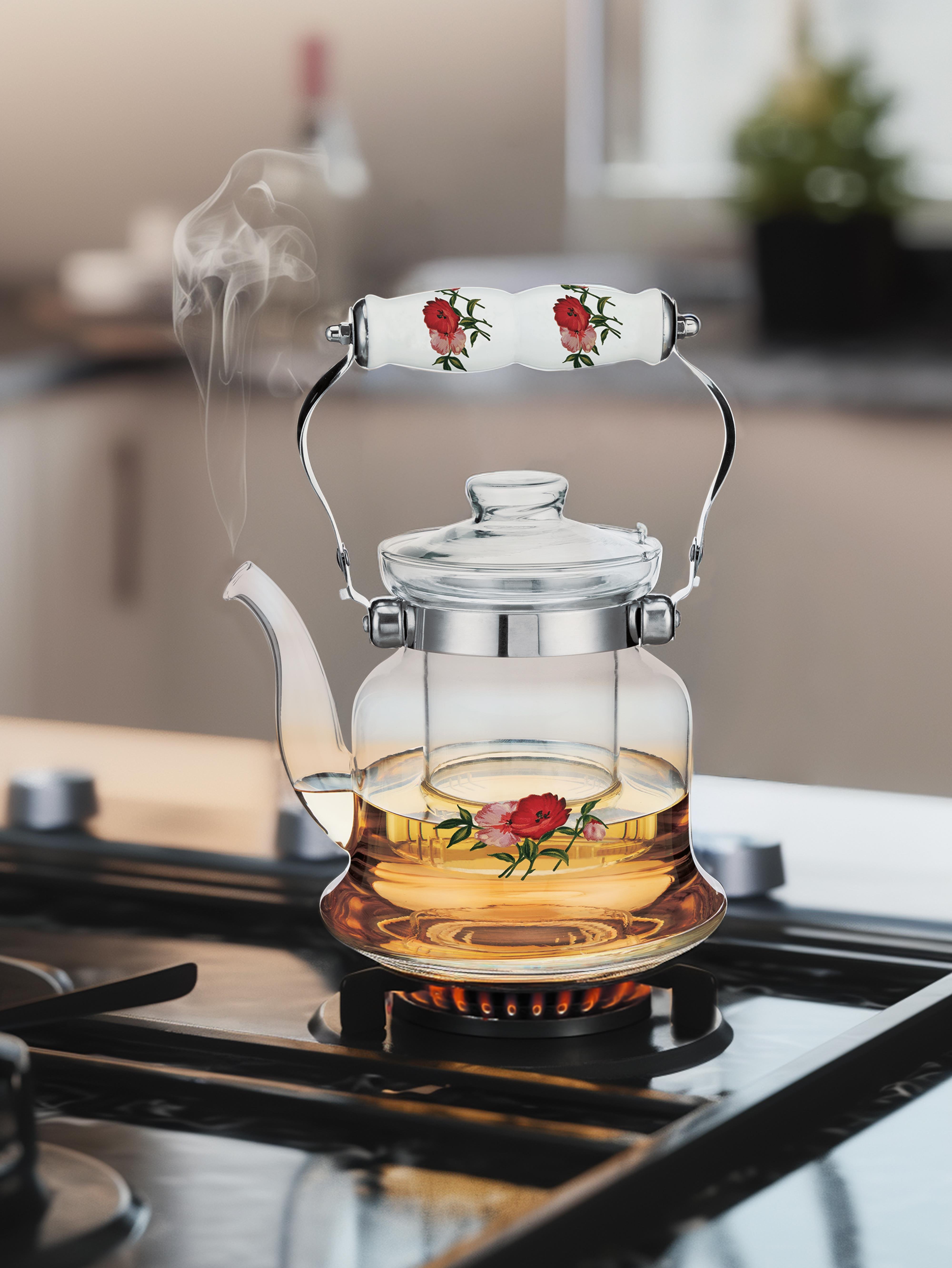 PAÇİ-ROSELLEA 600 ML PORSELEN SAPLI CAM DEMLİK