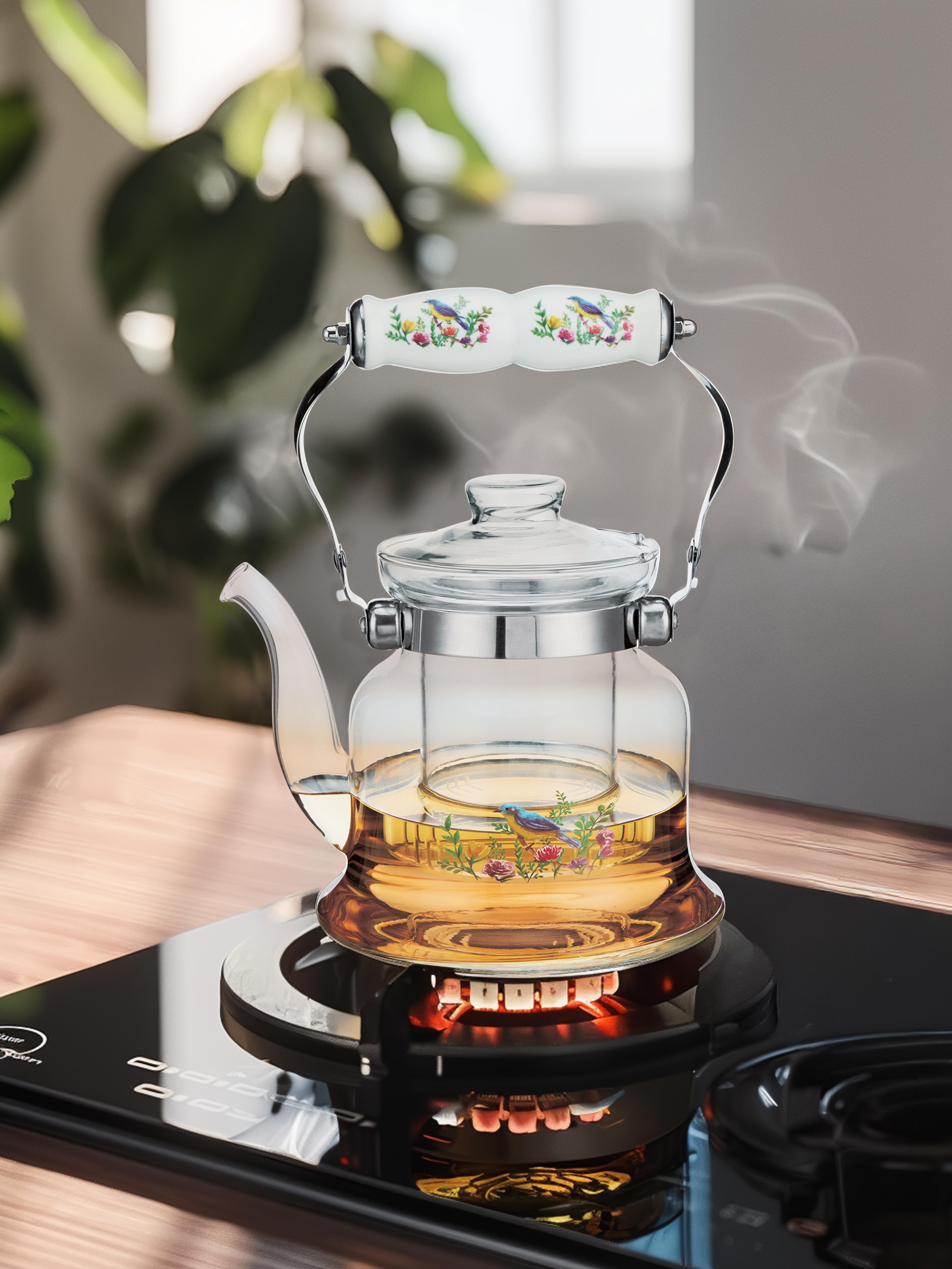 PAÇİ-ROSELLEA 600 ML PORSELEN SAPLI CAM DEMLİK