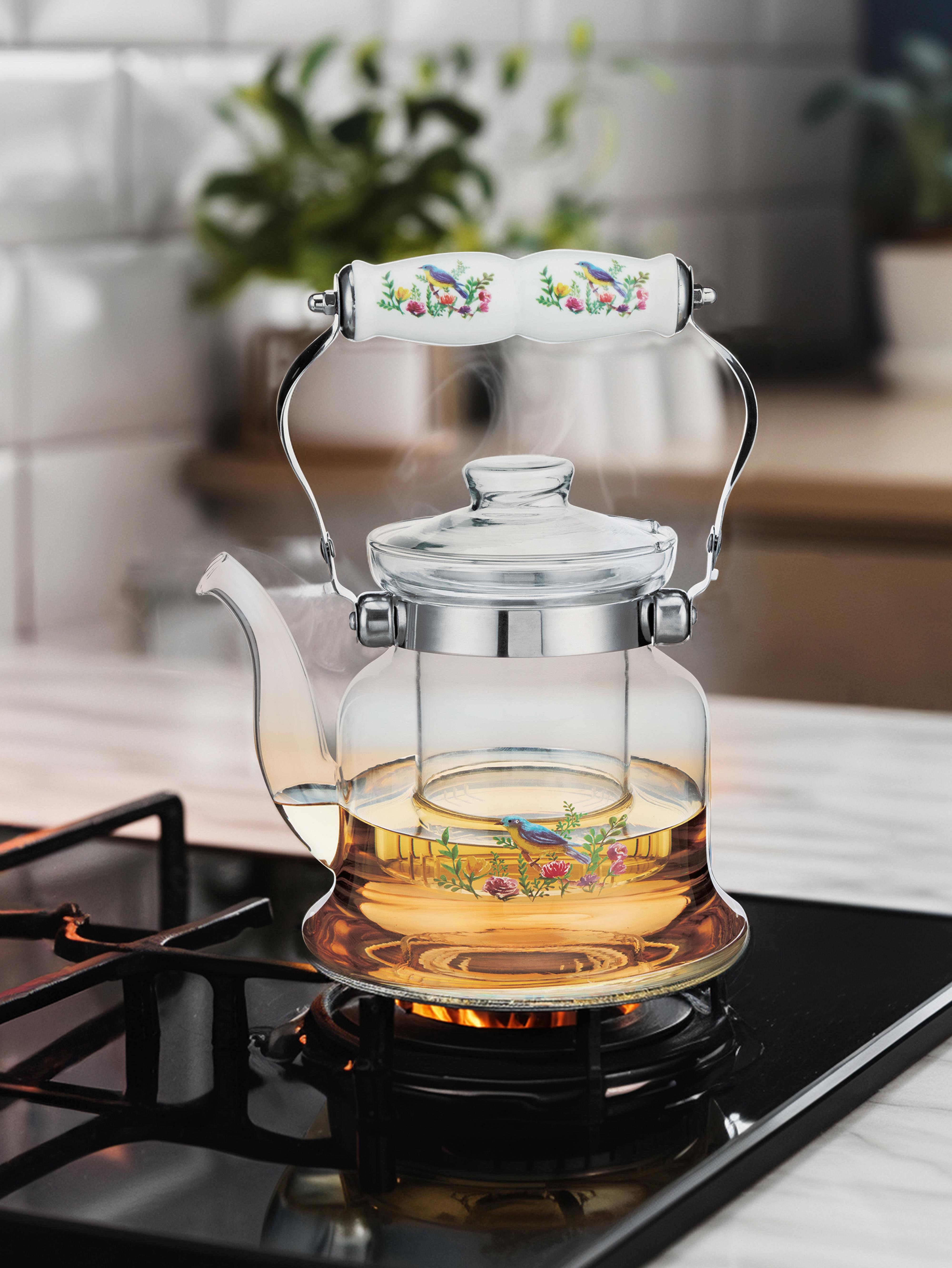 PAÇİ-ROSELLEA 900 ML PORSELEN SAPLI CAM DEMLİK