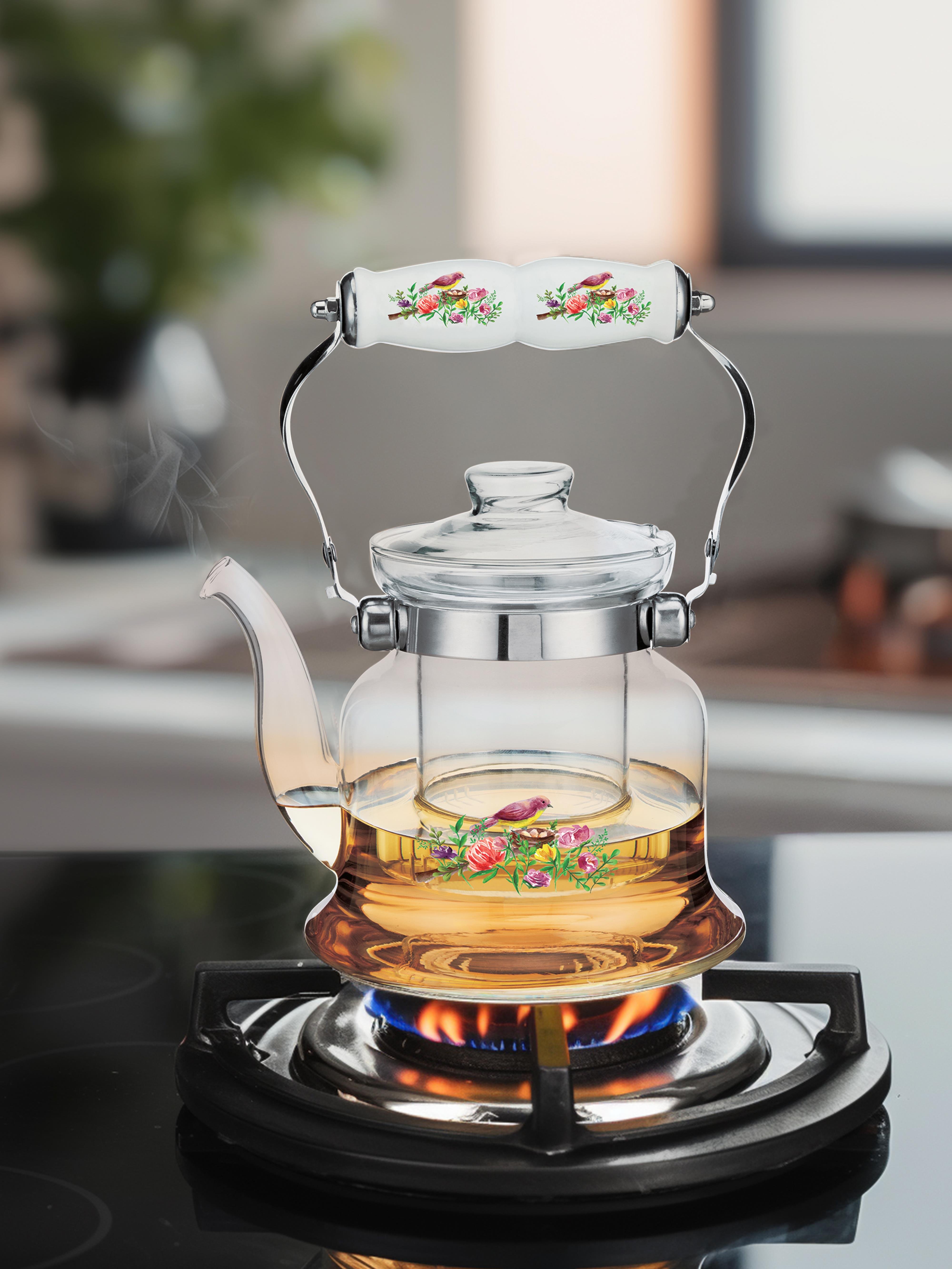 PAÇİ-ROSELLEA 900 ML PORSELEN SAPLI CAM DEMLİK