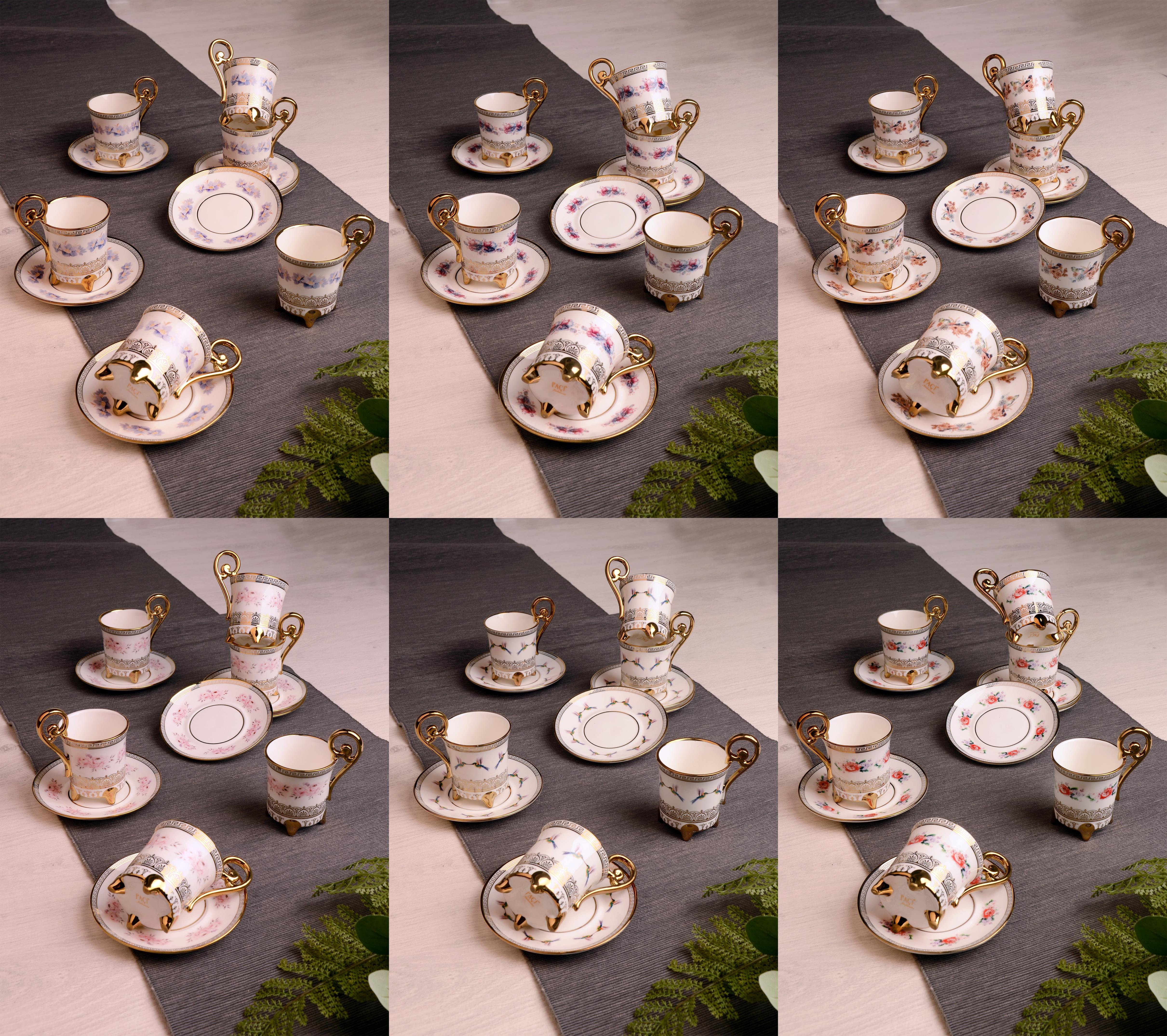 PAÇİ-SERENITY YALDIZLI ÇİÇEKLİ BEYAZ KAHVE FİNCANI