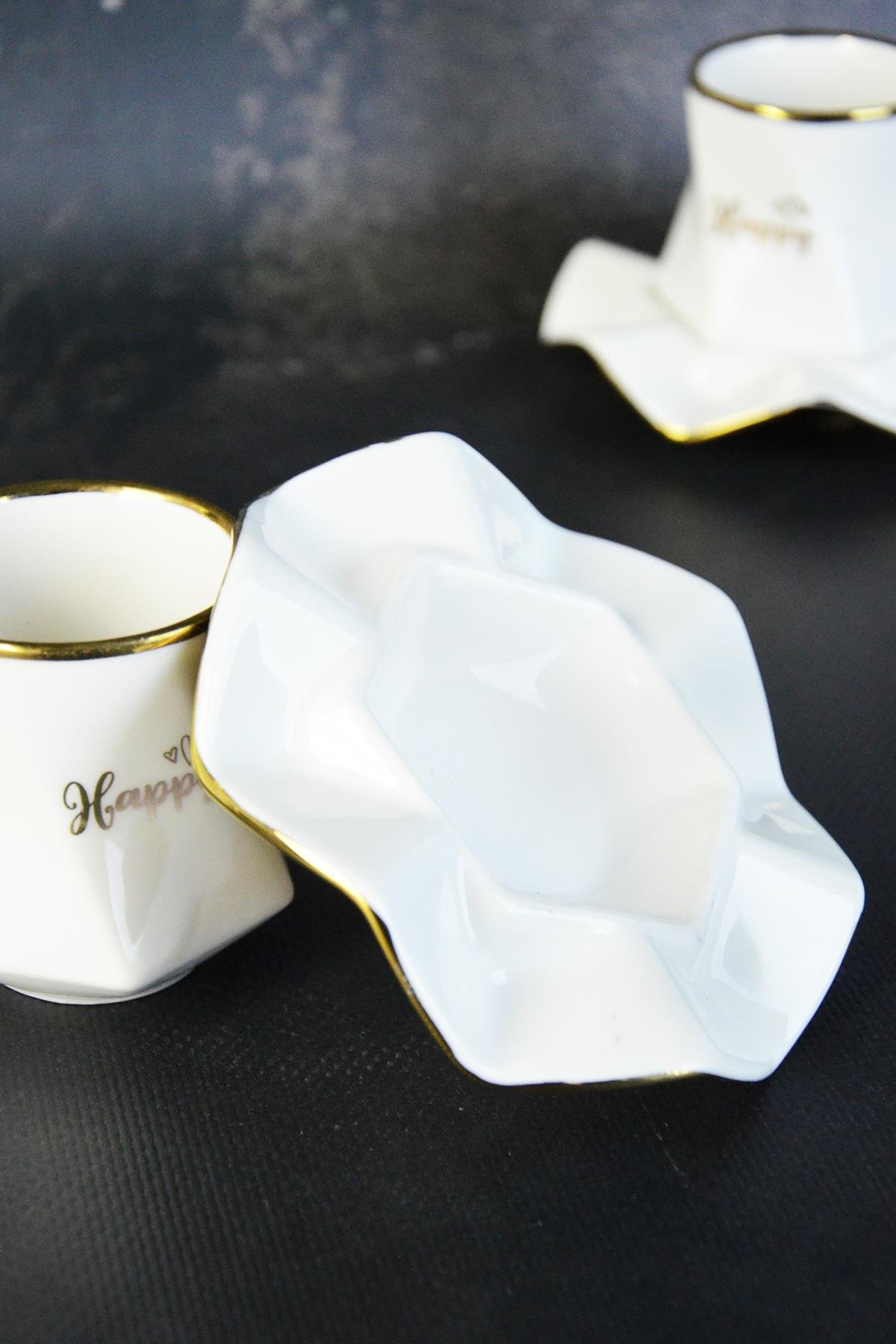 PAÇİ-SİENA BEYAZ YALDIZLI KAHVE FİNCANI