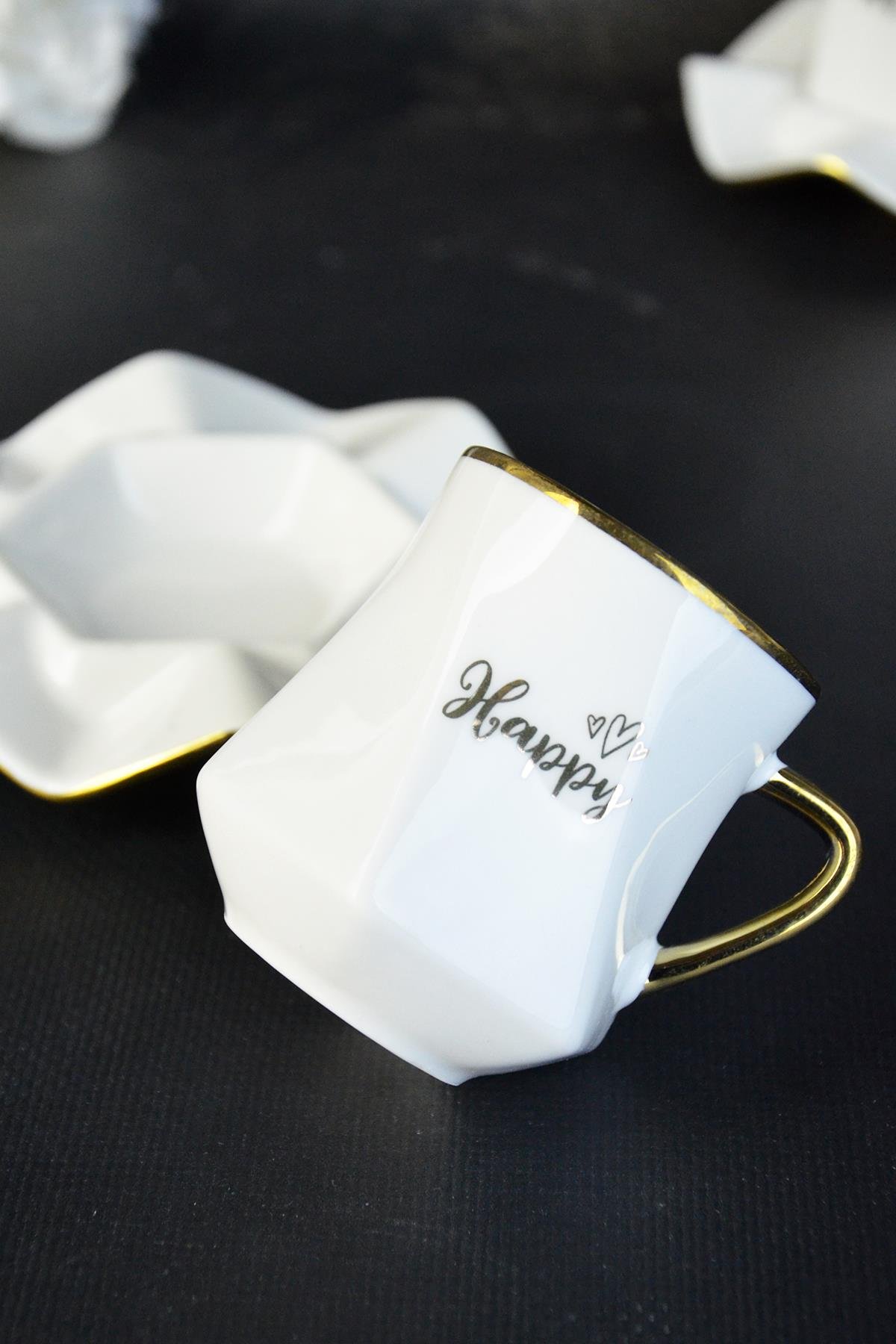 PAÇİ-SİENA BEYAZ YALDIZLI KAHVE FİNCANI