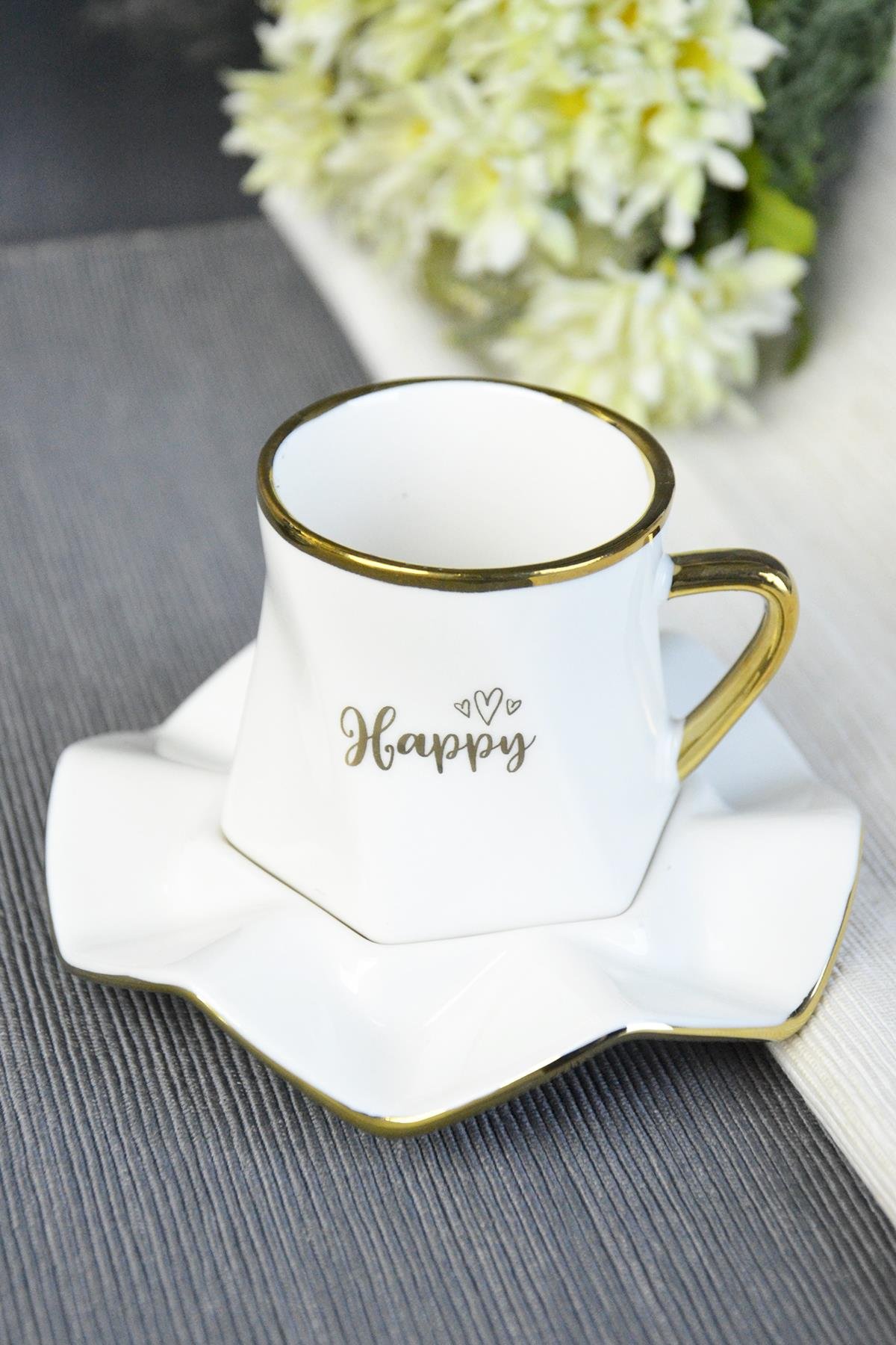 PAÇİ-SİENA RENKLİ YALDIZLI KAHVE FİNCANI