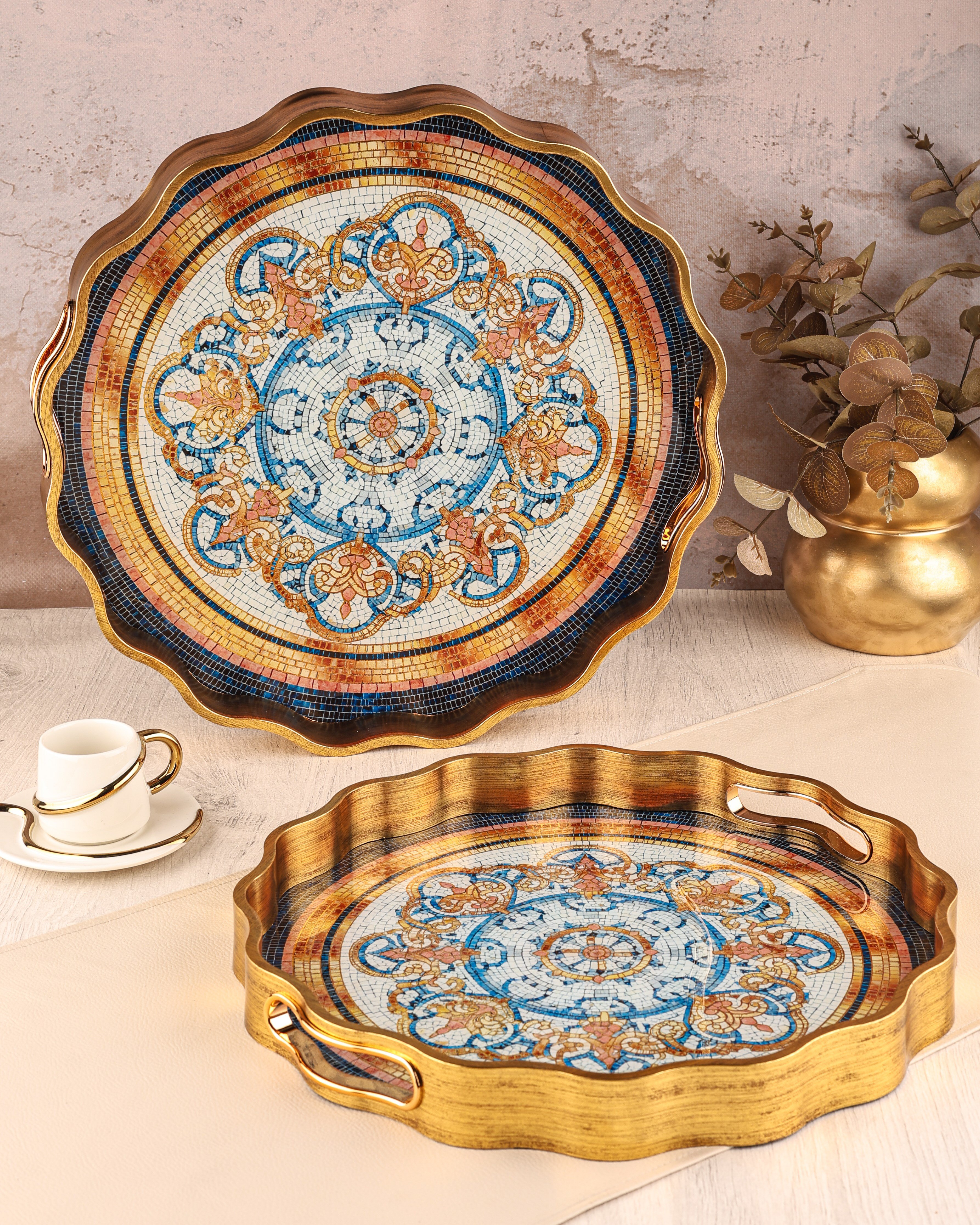 ROYAL CHARME-SARISSA 2'Lİ DEKORATİF TEPSİ