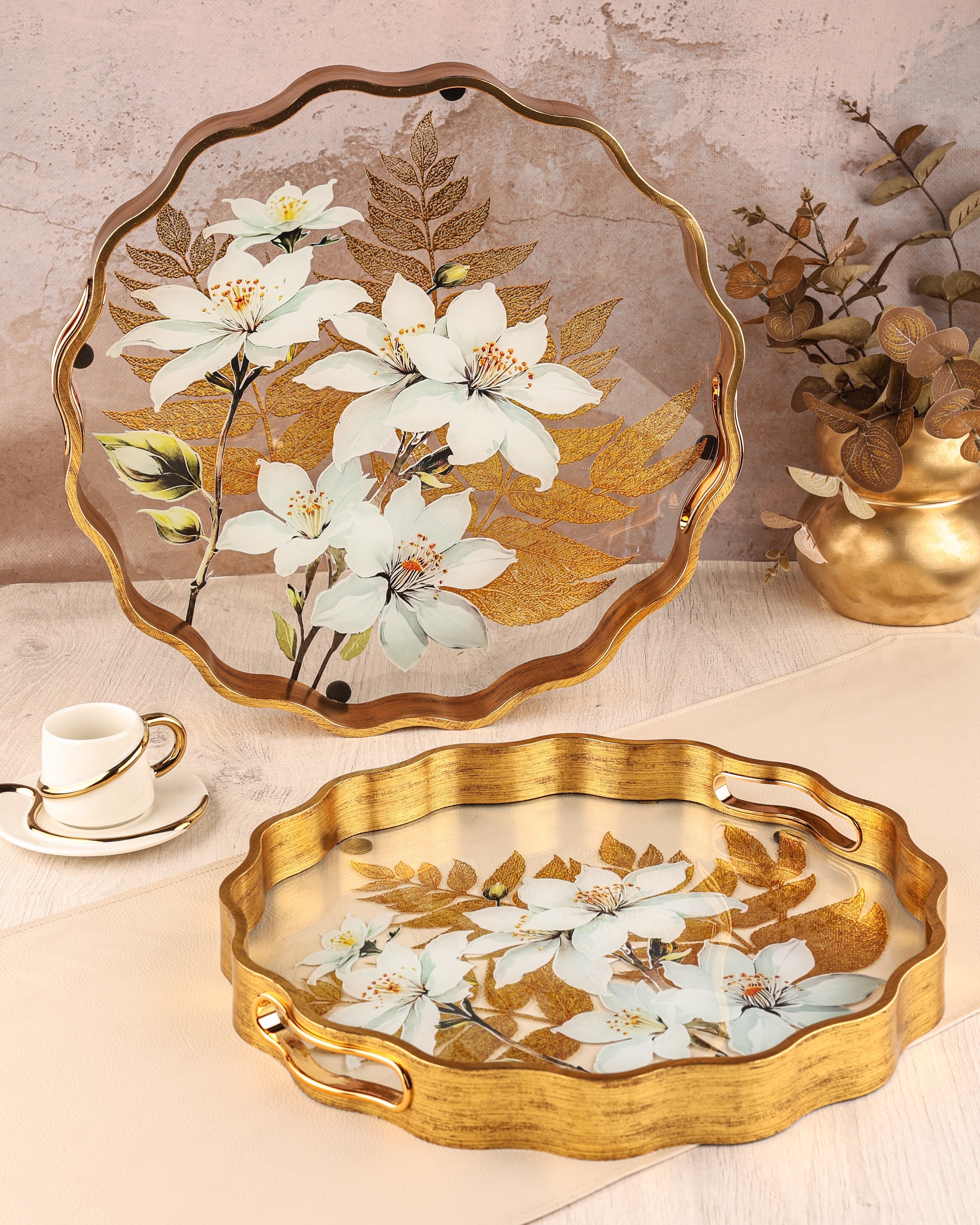 ROYAL CHARME-SARISSA 2'Lİ DEKORATİF TEPSİ