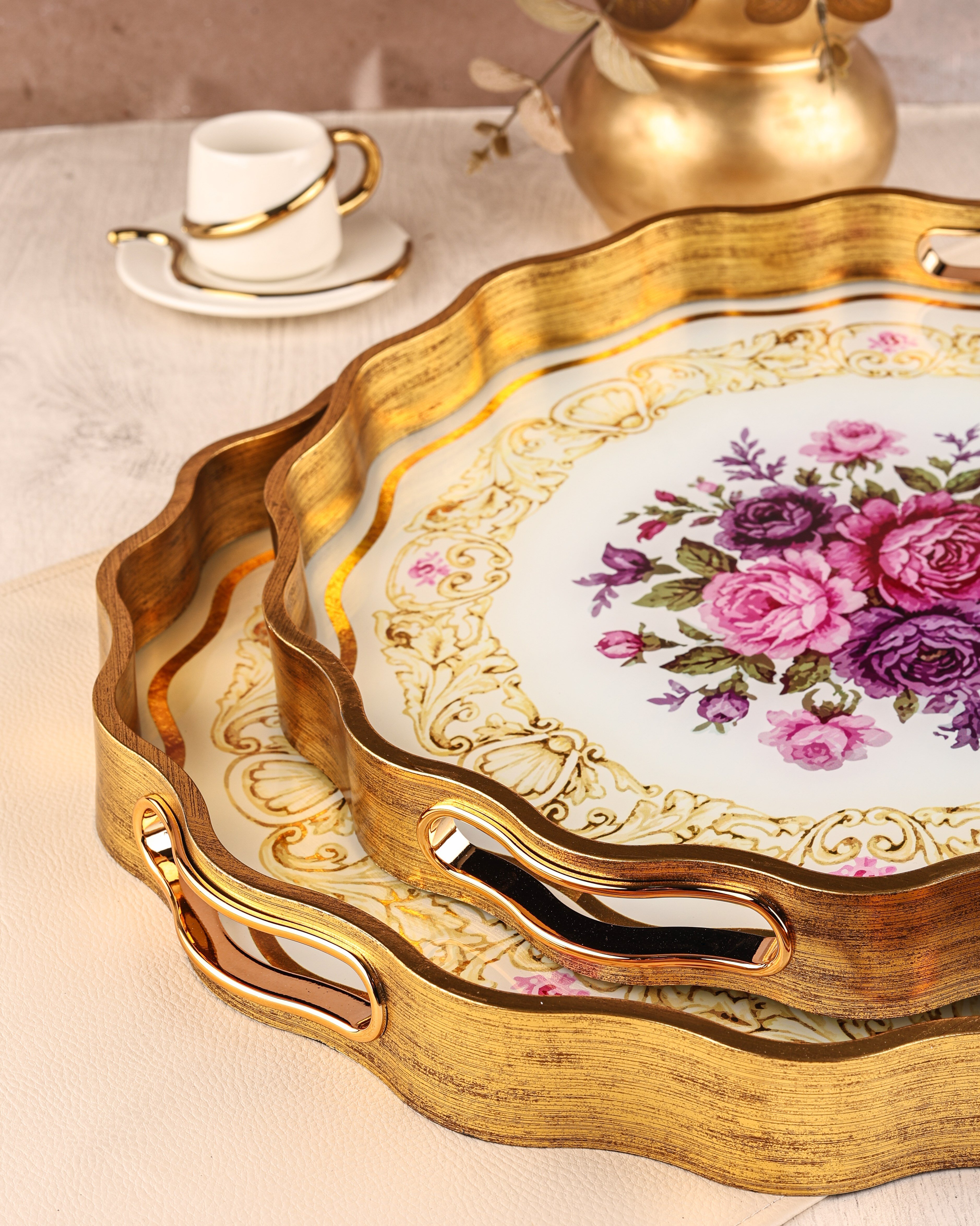ROYAL CHARME-SARISSA 2'Lİ DEKORATİF TEPSİ