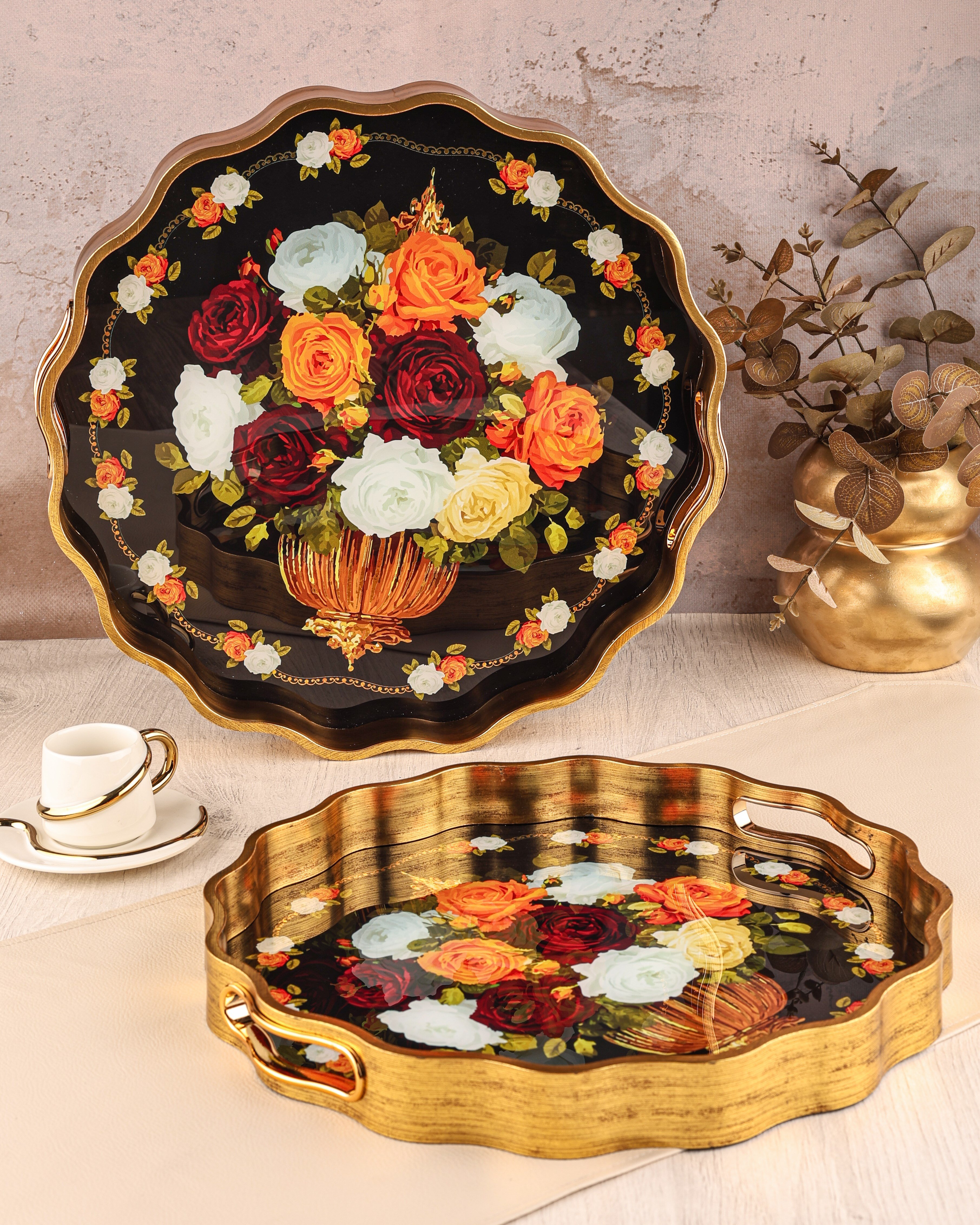 ROYAL CHARME-SARISSA 2'Lİ DEKORATİF TEPSİ