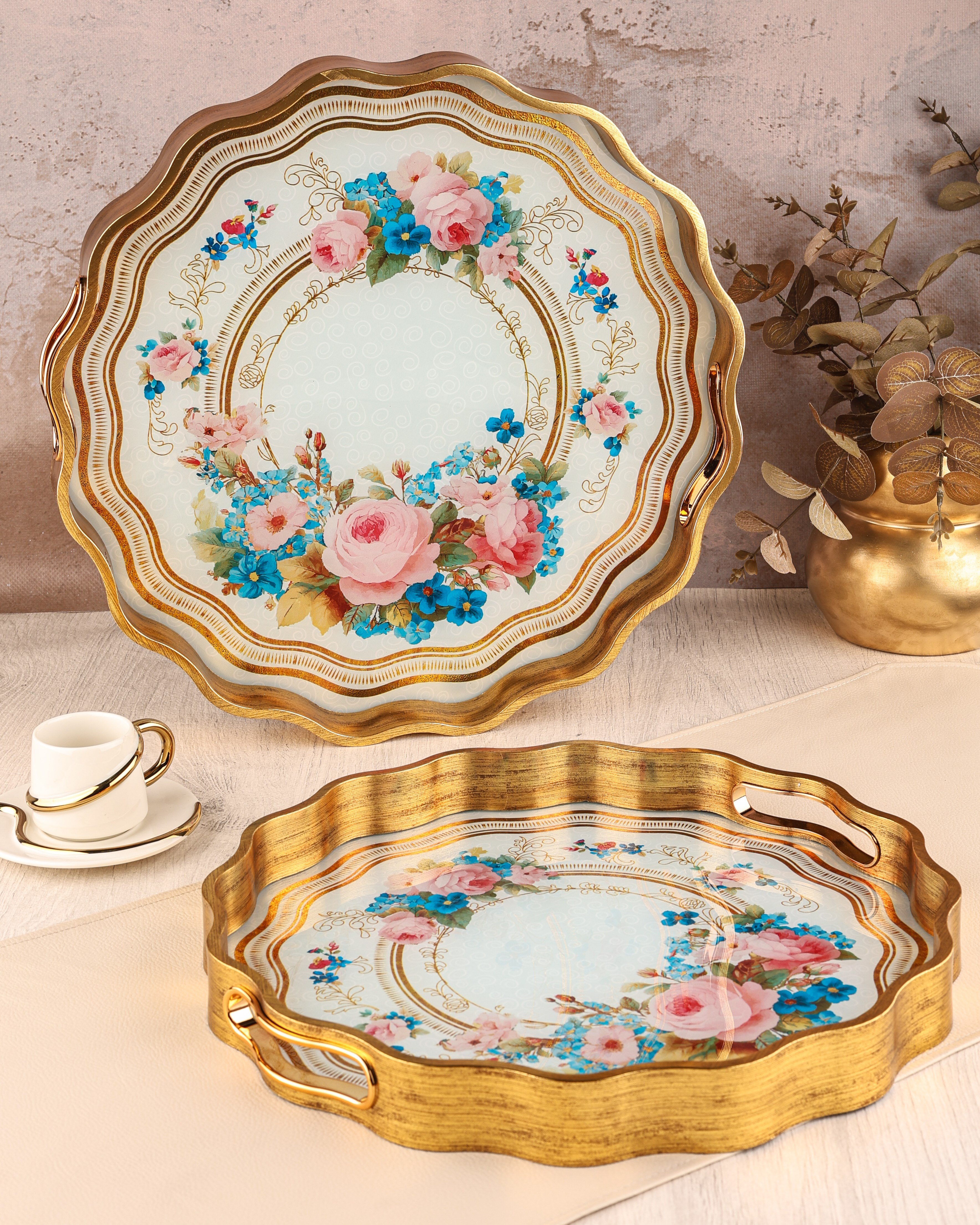 ROYAL CHARME-SARISSA 2'Lİ DEKORATİF TEPSİ