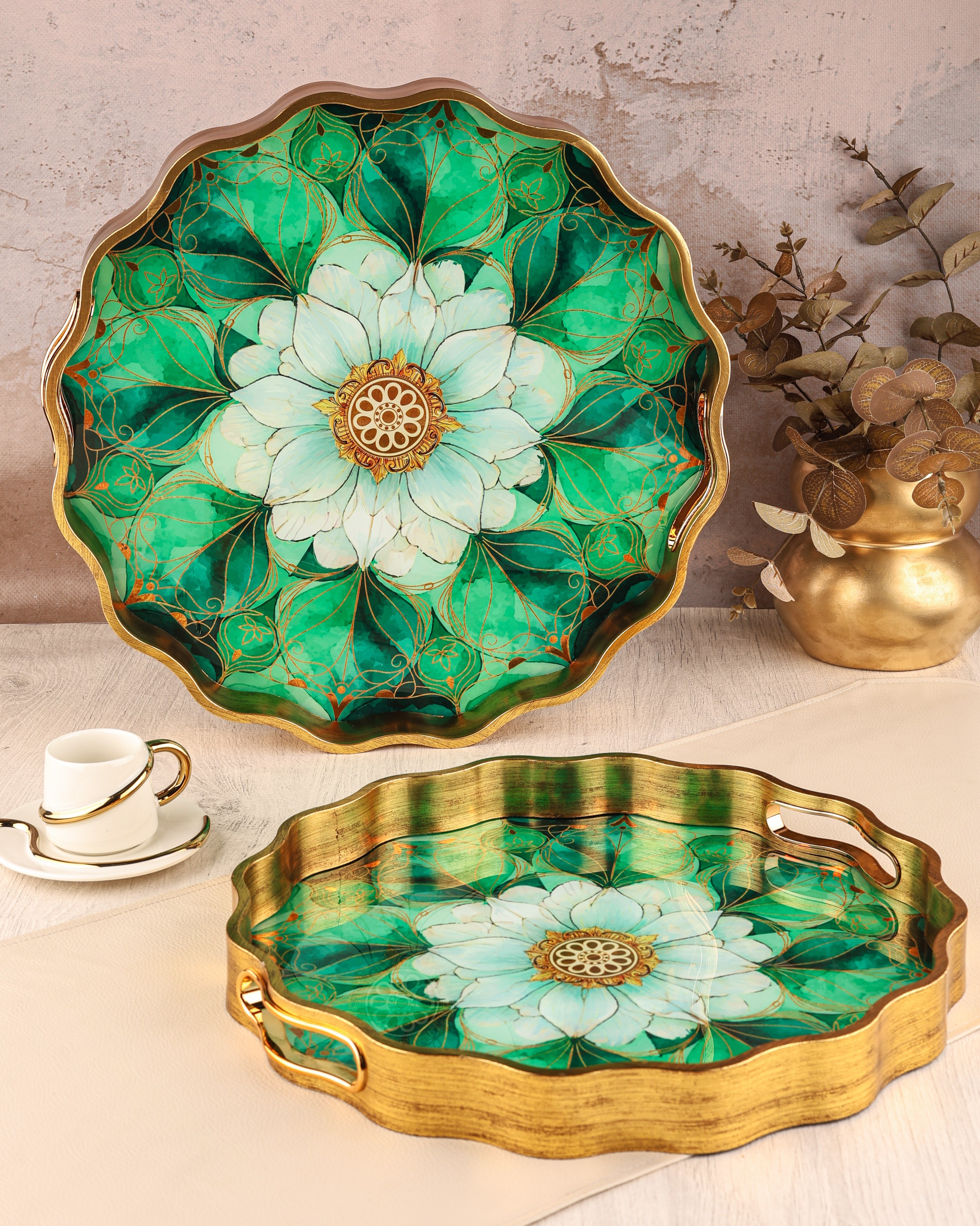 ROYAL CHARME-SARISSA 2'Lİ DEKORATİF TEPSİ