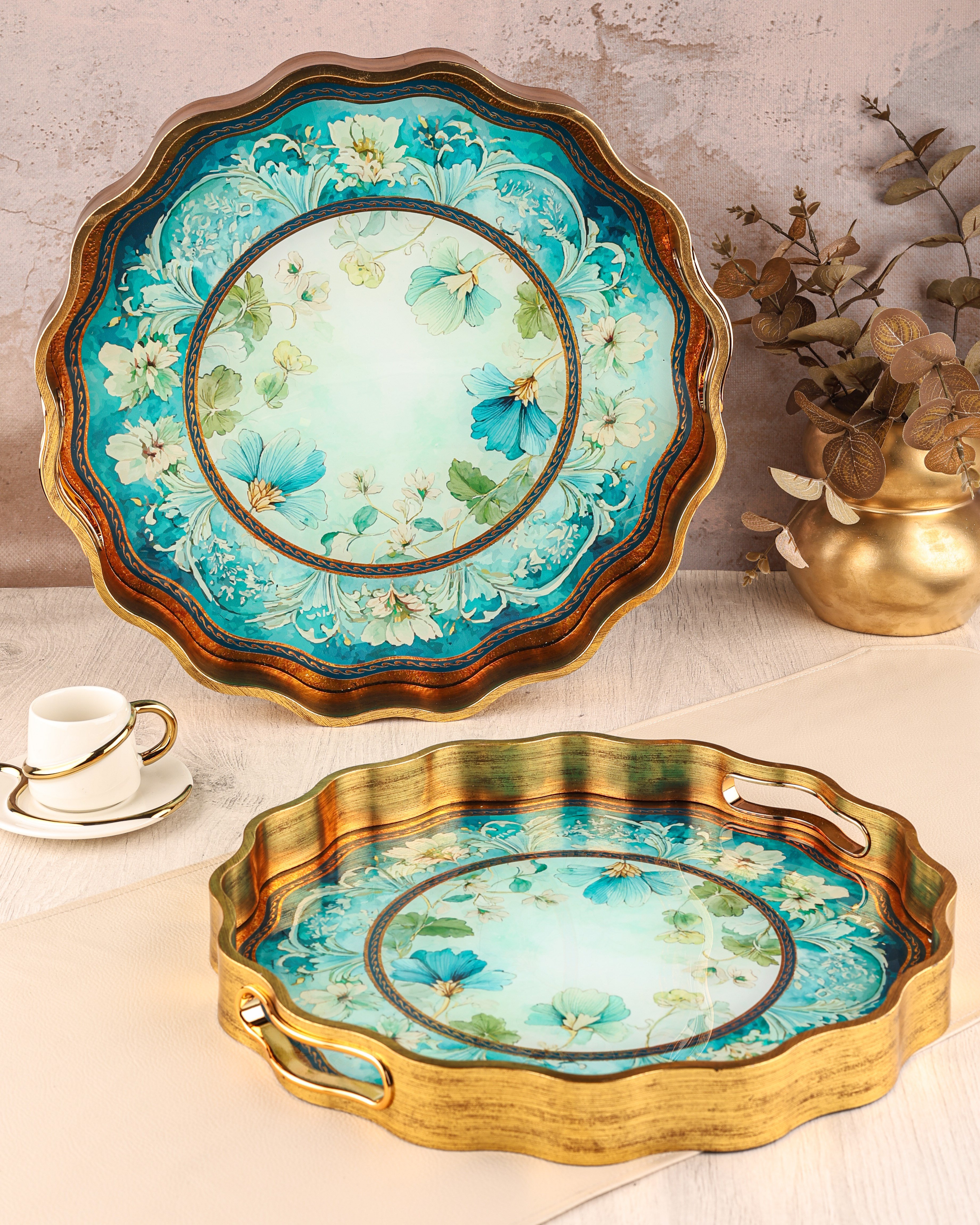 ROYAL CHARME-SARISSA 2'Lİ DEKORATİF TEPSİ