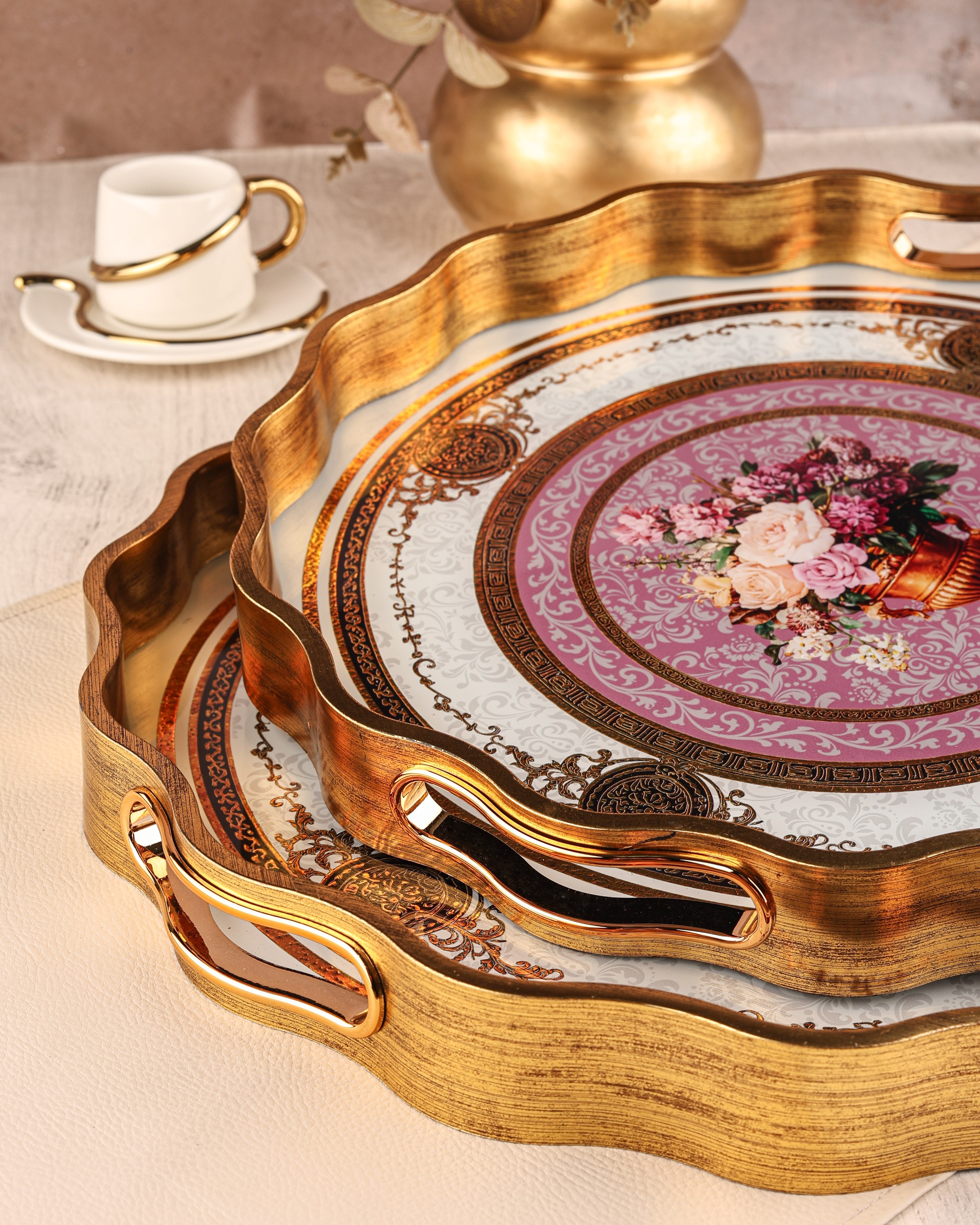 ROYAL CHARME-SARISSA 2'Lİ DEKORATİF TEPSİ