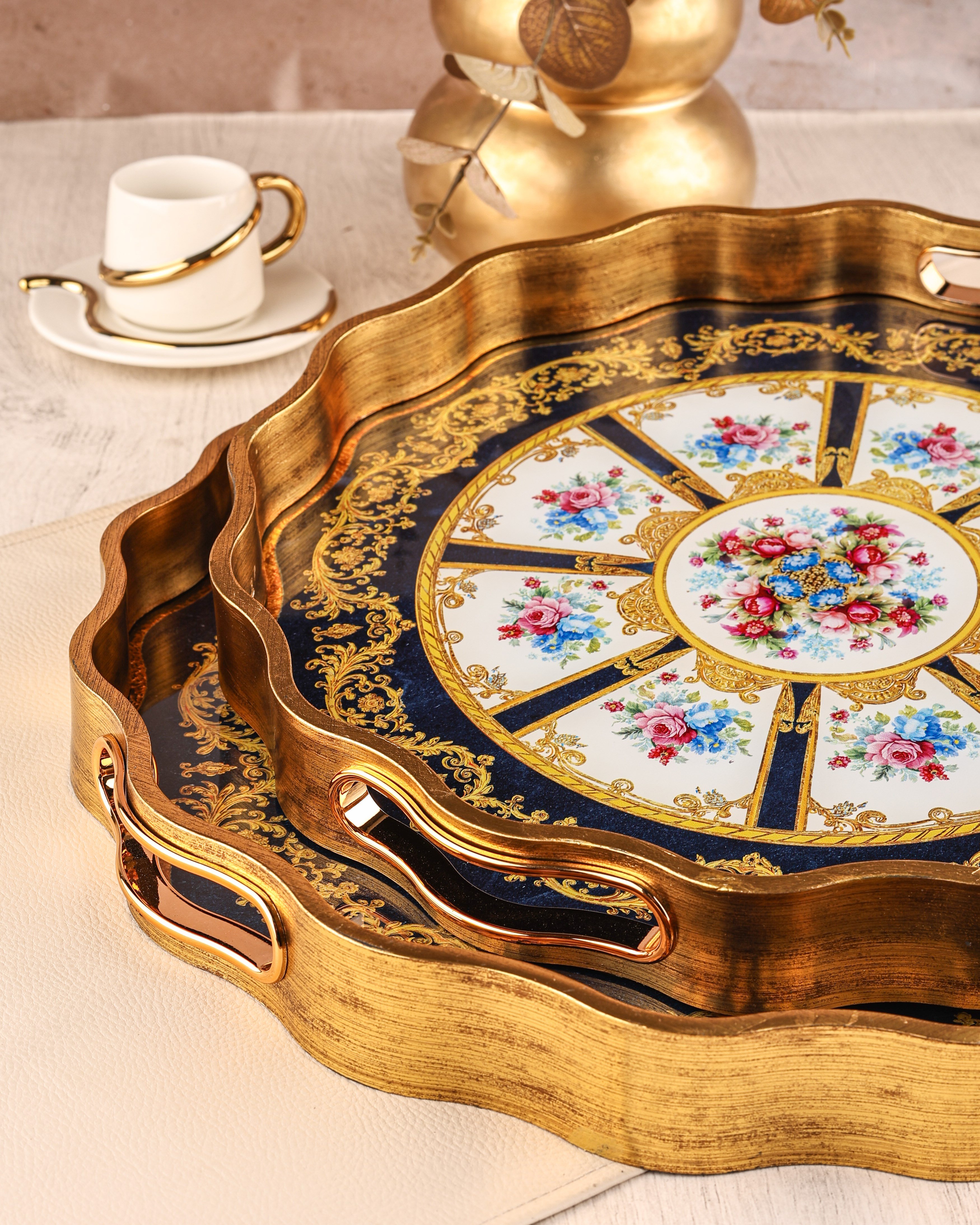 ROYAL CHARME-SARISSA 2'Lİ DEKORATİF TEPSİ