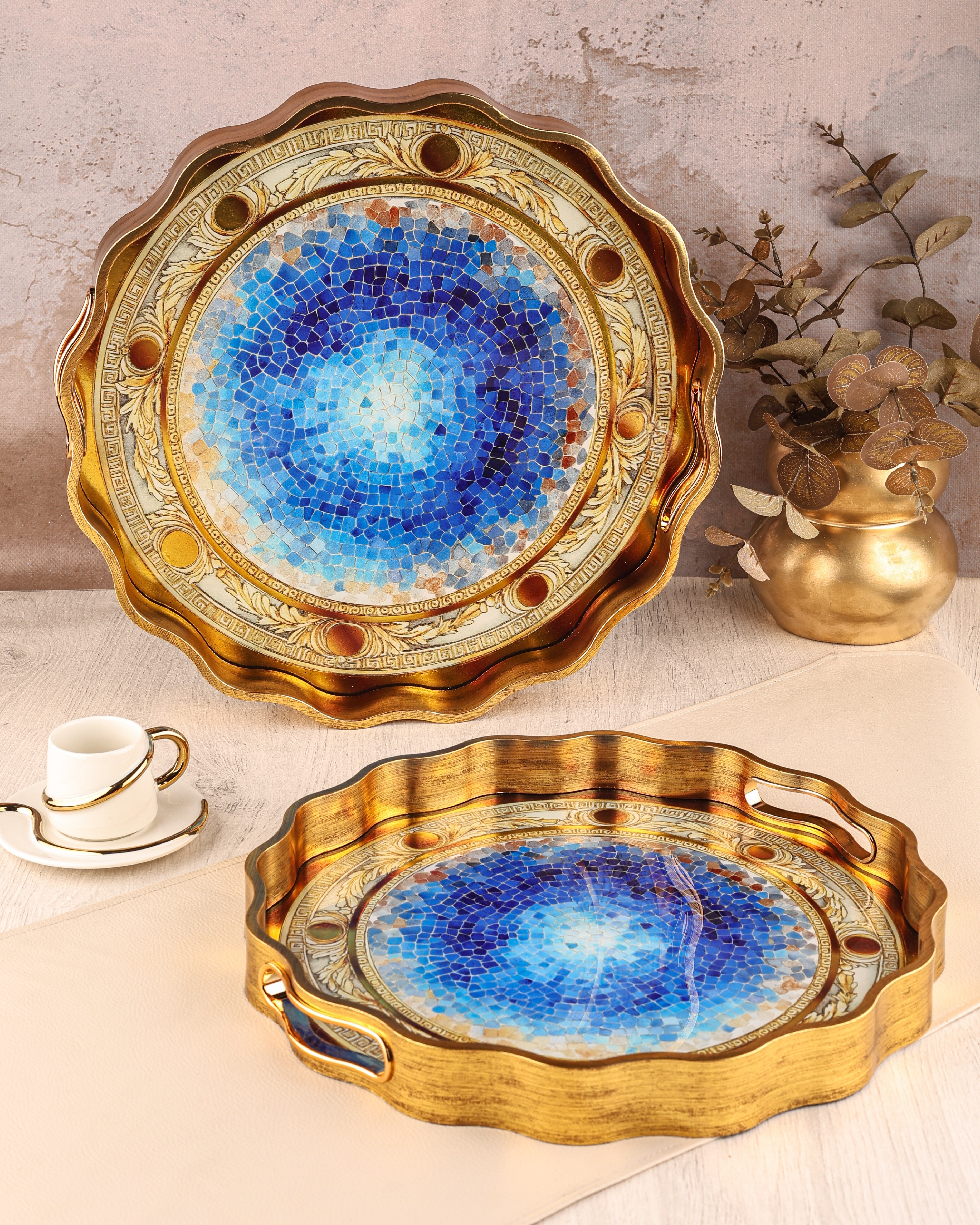 ROYAL CHARME-SARISSA 2'Lİ DEKORATİF TEPSİ
