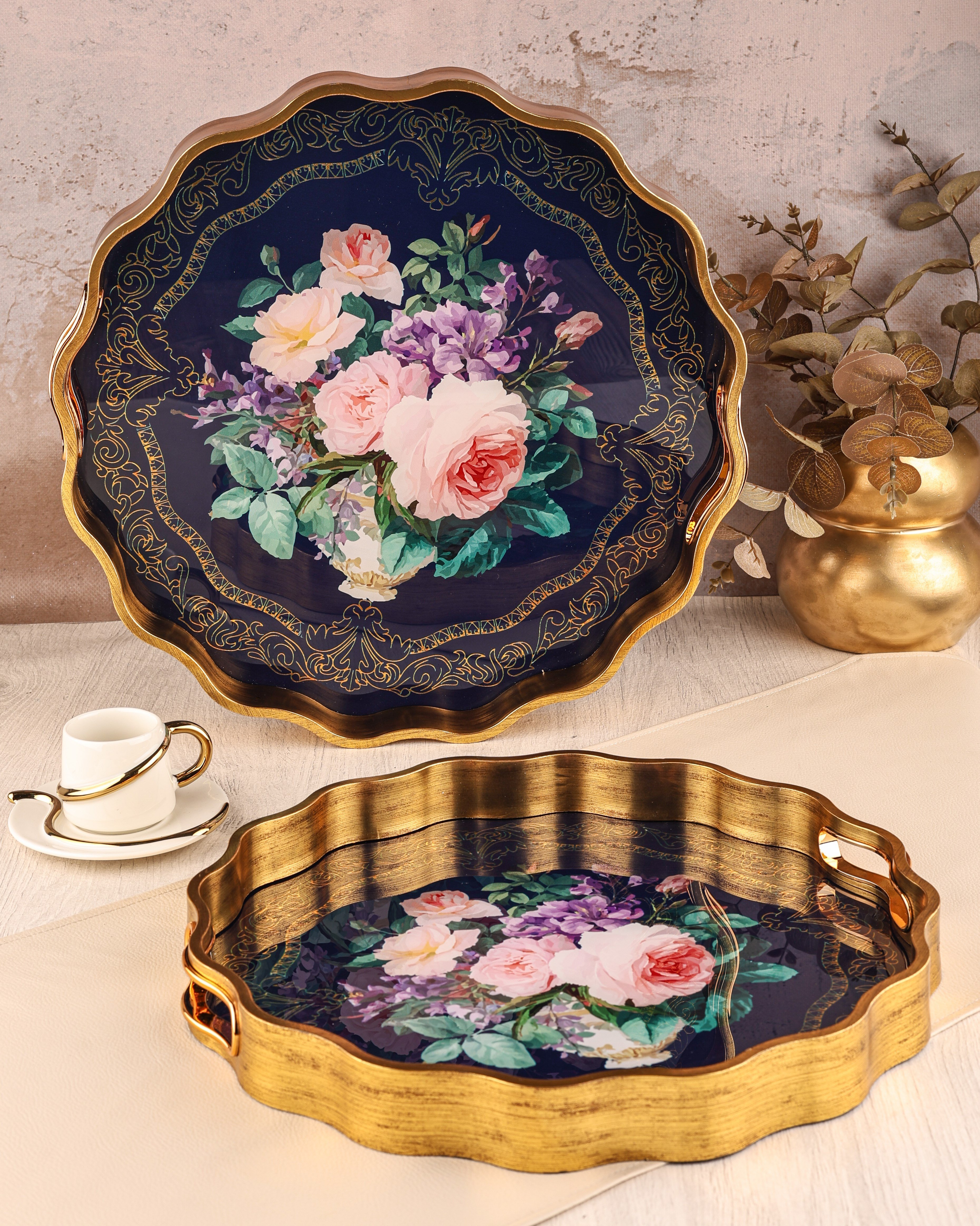ROYAL CHARME-SARISSA 2'Lİ DEKORATİF TEPSİ