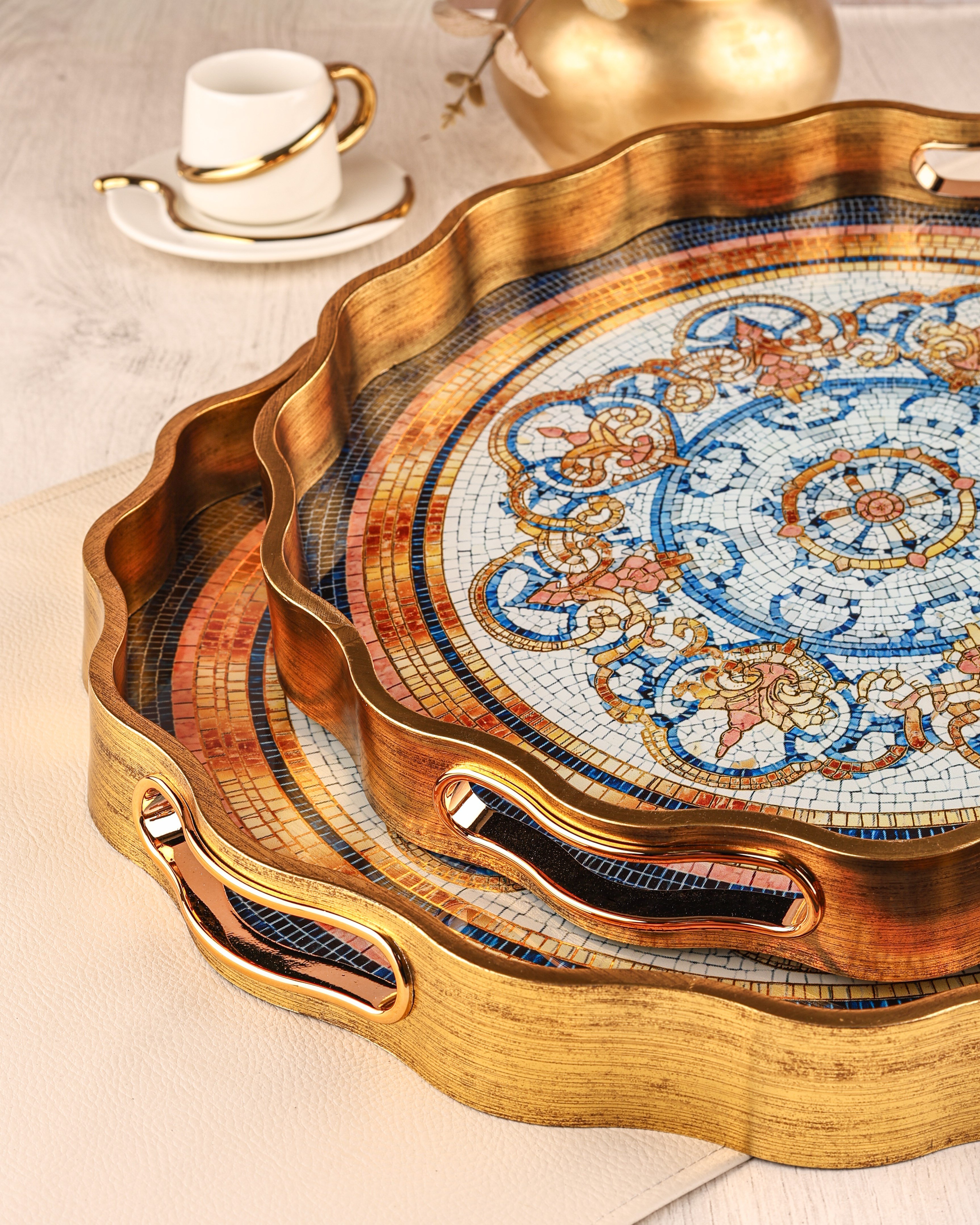 ROYAL CHARME-SARISSA 2'Lİ DEKORATİF TEPSİ