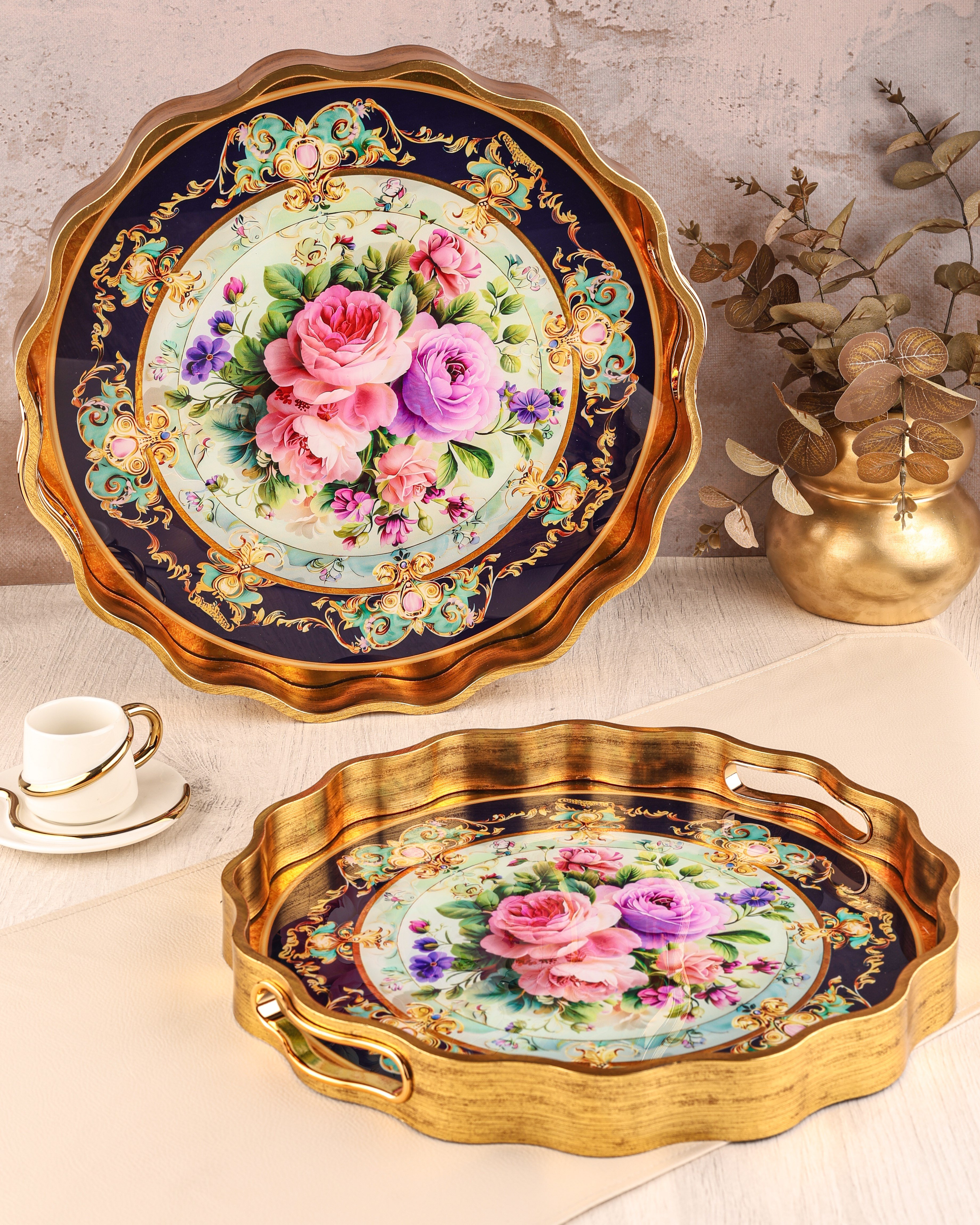ROYAL CHARME-SARISSA 2'Lİ DEKORATİF TEPSİ