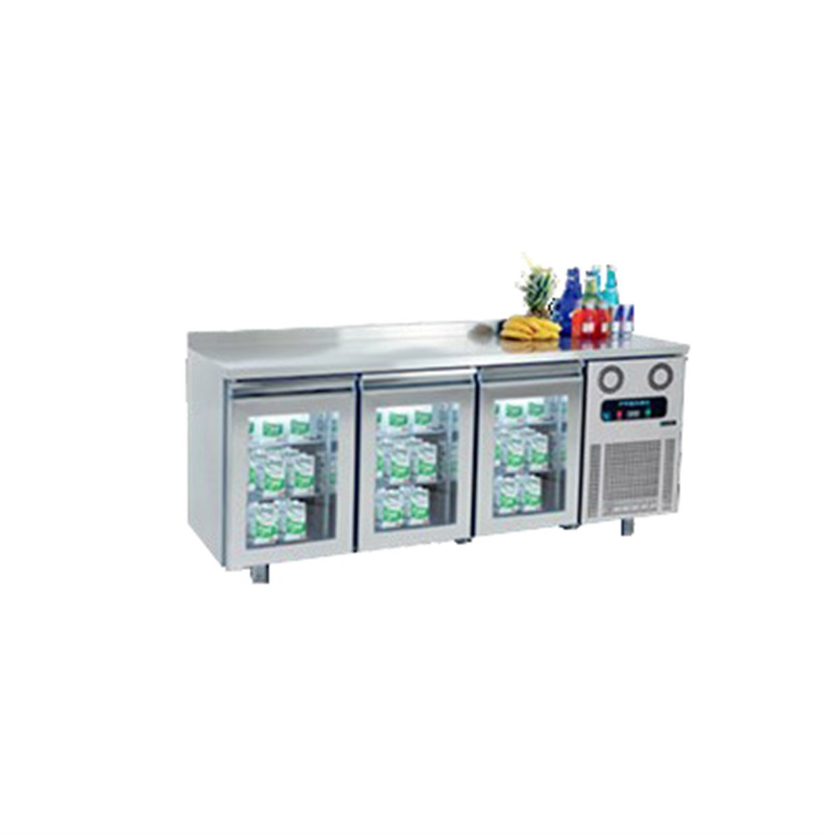 Frenox Tezgah Tipi Buz Dolabı 3 Cam Kapılı 2 ve 8 1865*70*85 cm