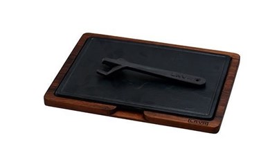 Lava Döküm   Ahşap ve Döküm Demir Hot Plate Servis Tahtası. Ölçü 20x30cm. (Ahşap ve döküm plaka arasında 4 adet silikon seperatö