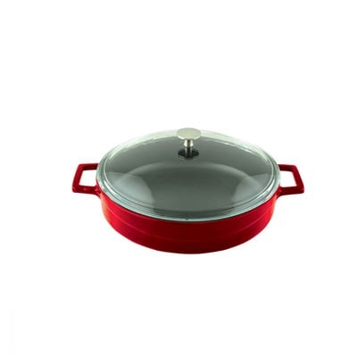 Lava Döküm  Çok amaçlı Cam kapaklı yayvan tencere. Çap28