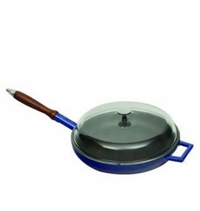 Lava Döküm  Kızartma Tavası, Ahşap Kulplu, Cam kapaklı. Çap24cm.