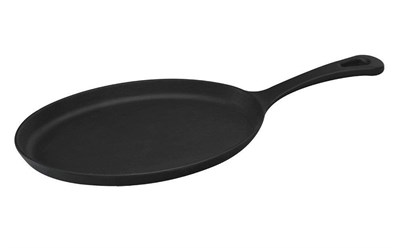 Lava Döküm  Oval Fajita Tavası, Saplı. Ölçü 17x23cm.
