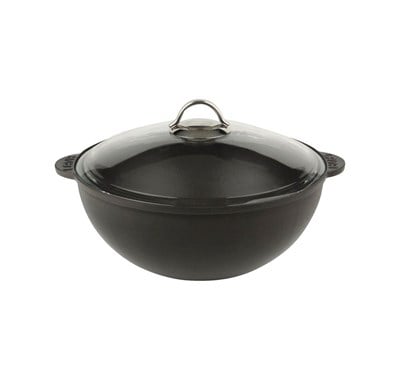 Lava Döküm  Yuvarlak Kazan Cam Kapaklı / Tencere. Çap28 cm.